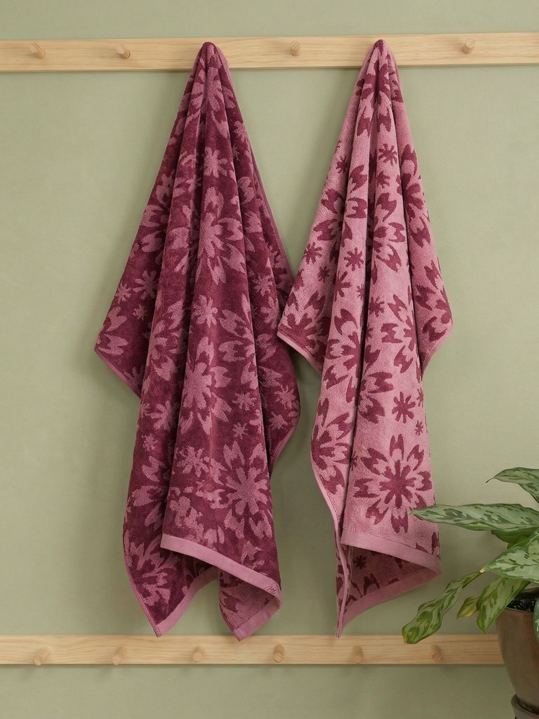 Monte Carlo Eco Bamboo Plum Maroon Self Design 630 Gsm 75X150 Cm 1 Bath Towel-image-18