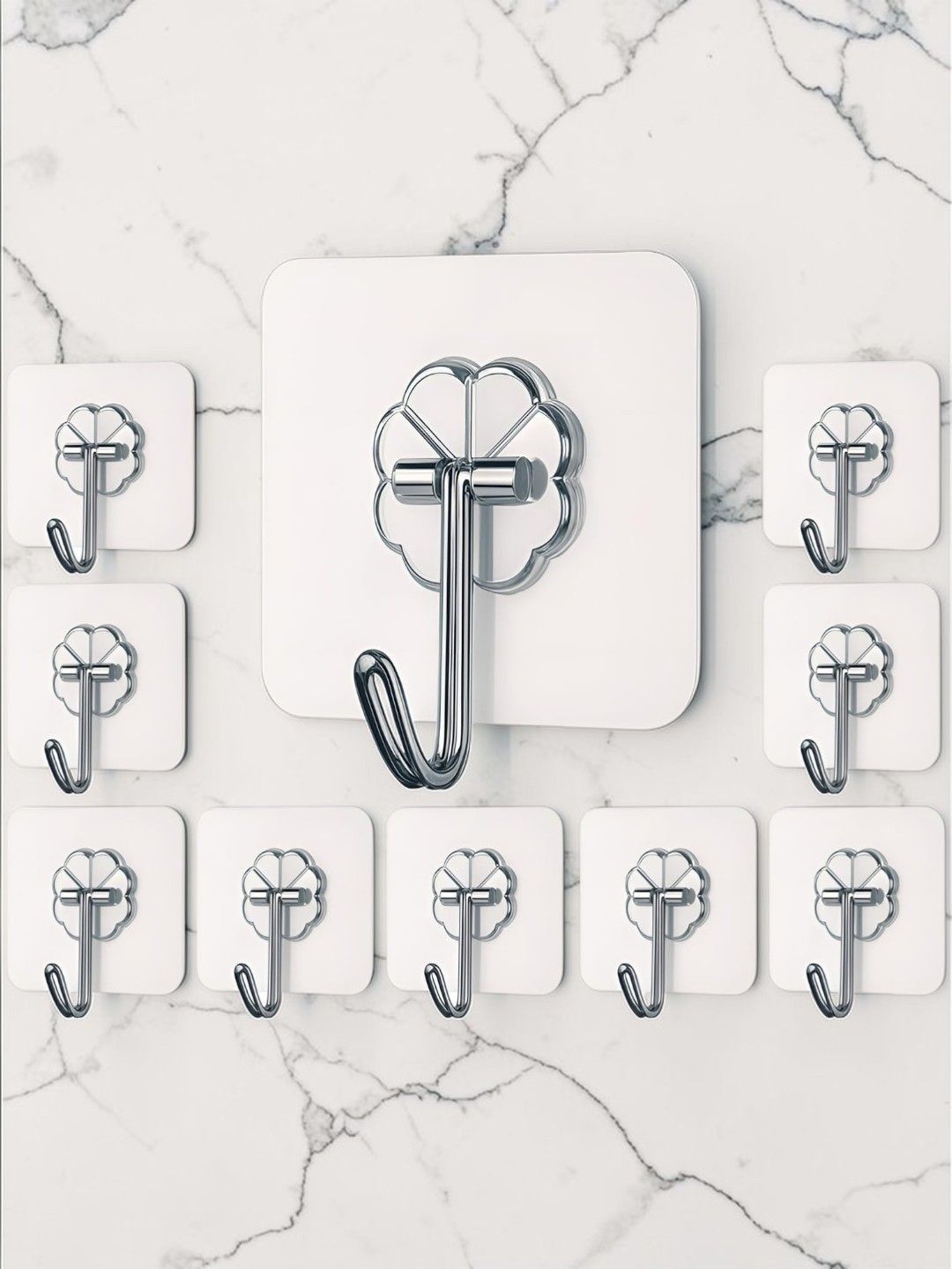 Klivon 10-Pieces Transparent Stainless Steel Hooks and Holders-picture-56