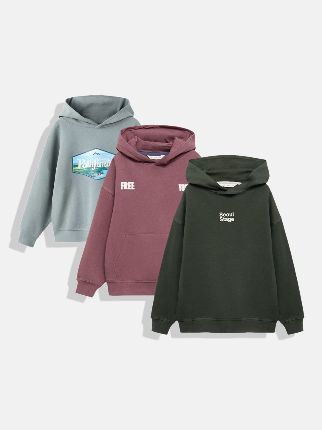 Mango Kids Boys Pack Of 3 Pure Cotton Printed Hooded Sweatshirt-picture-32