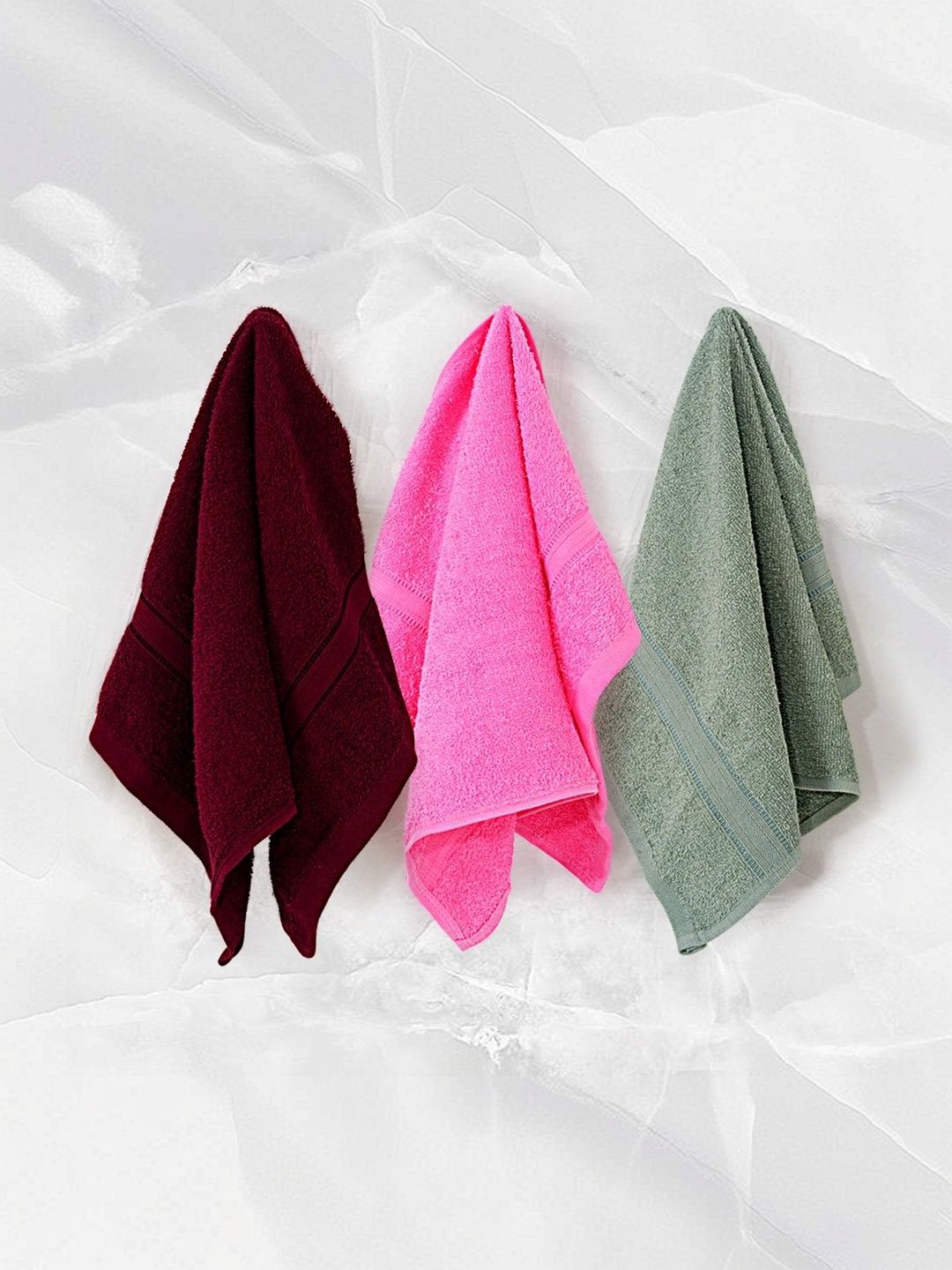 HotGown Maroon 3 Piece Cotton 400 GSM Towel Set-image-5
