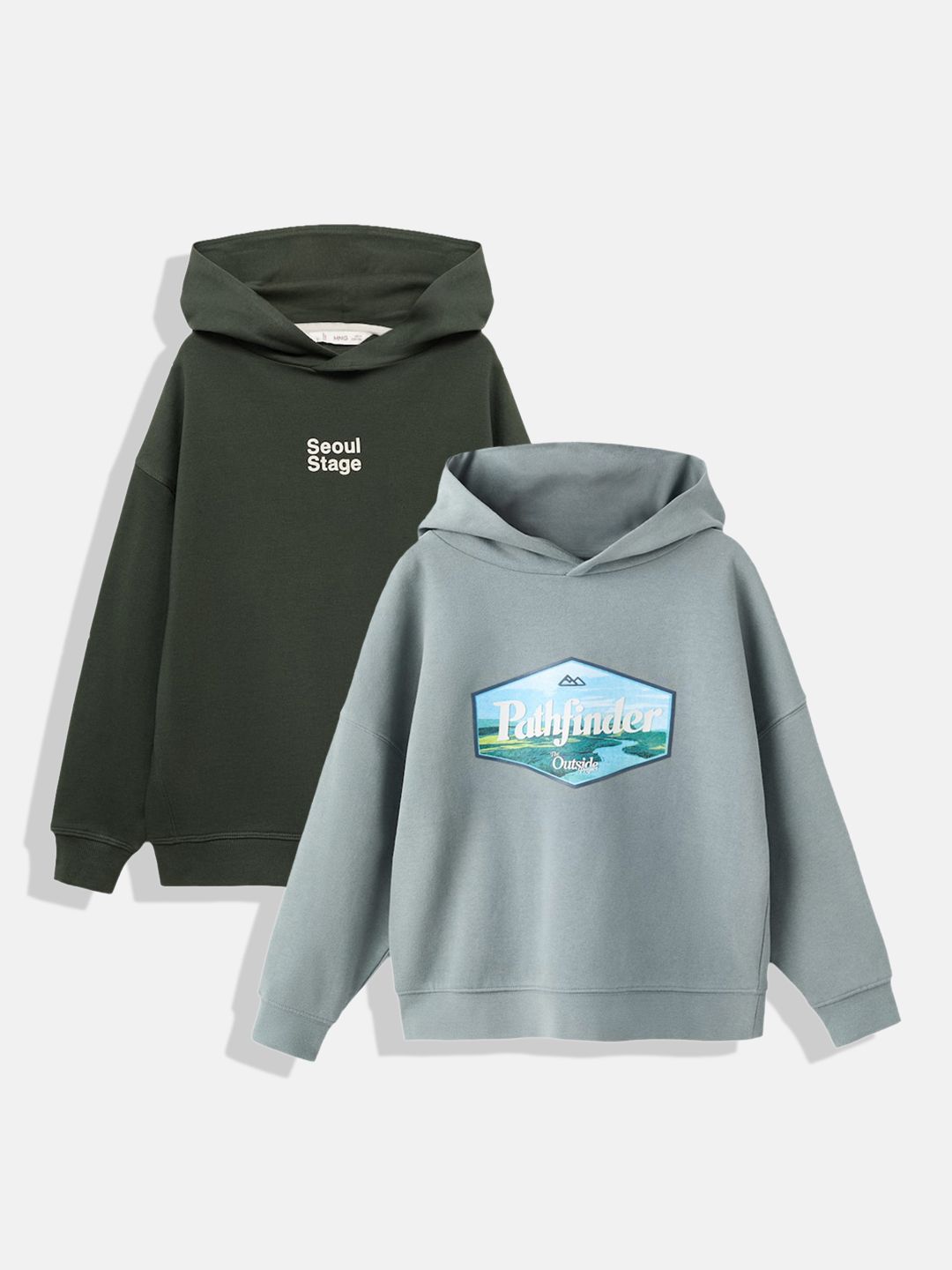 Mango Kids Boys Pack Of 2 Typography & Graphic Printed Hooded Pure Cotton Sweatshirt-picture-19