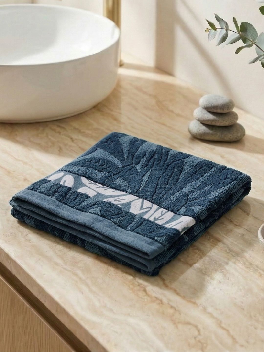 Monte Carlo Eco Bamboo Navy Blue Self Design 630 Gsm 75X150 Cm 1 Bath Towel-picture-14