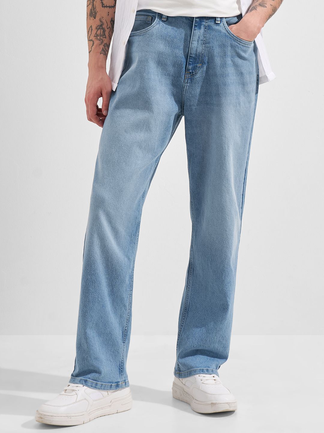 HIGHLANDER Men Blue Solid Washed Relaxed Jeans-picture-16