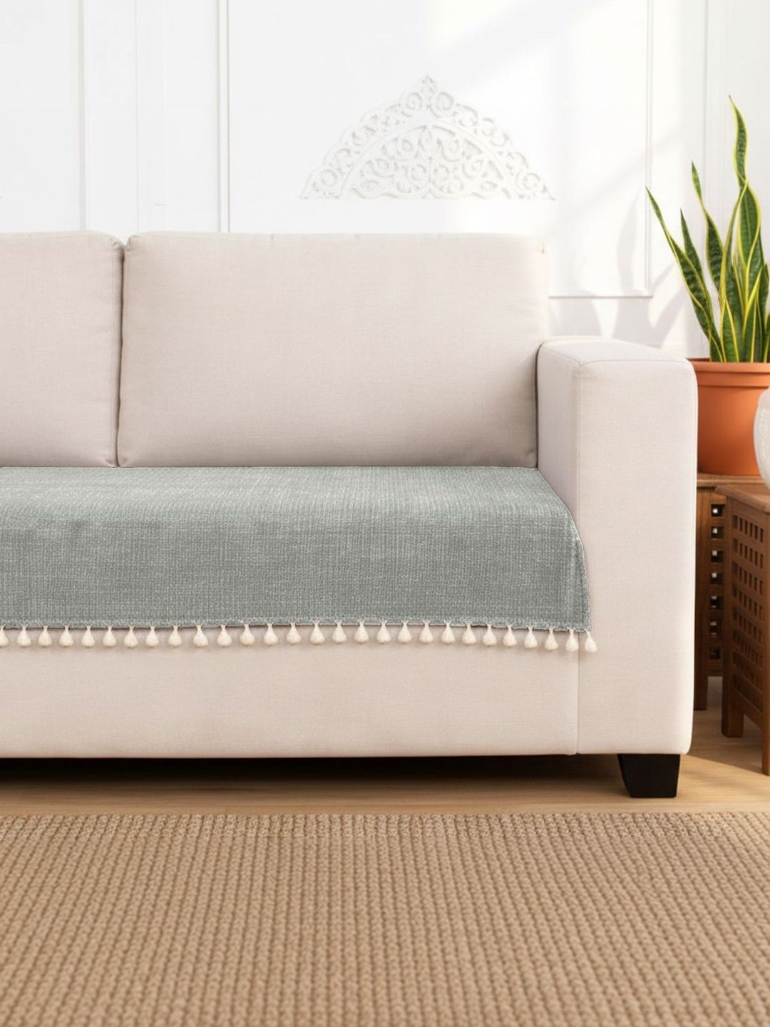 HOMEMONDE Grey Solid 1 Piece Sofa Cover-picture-1