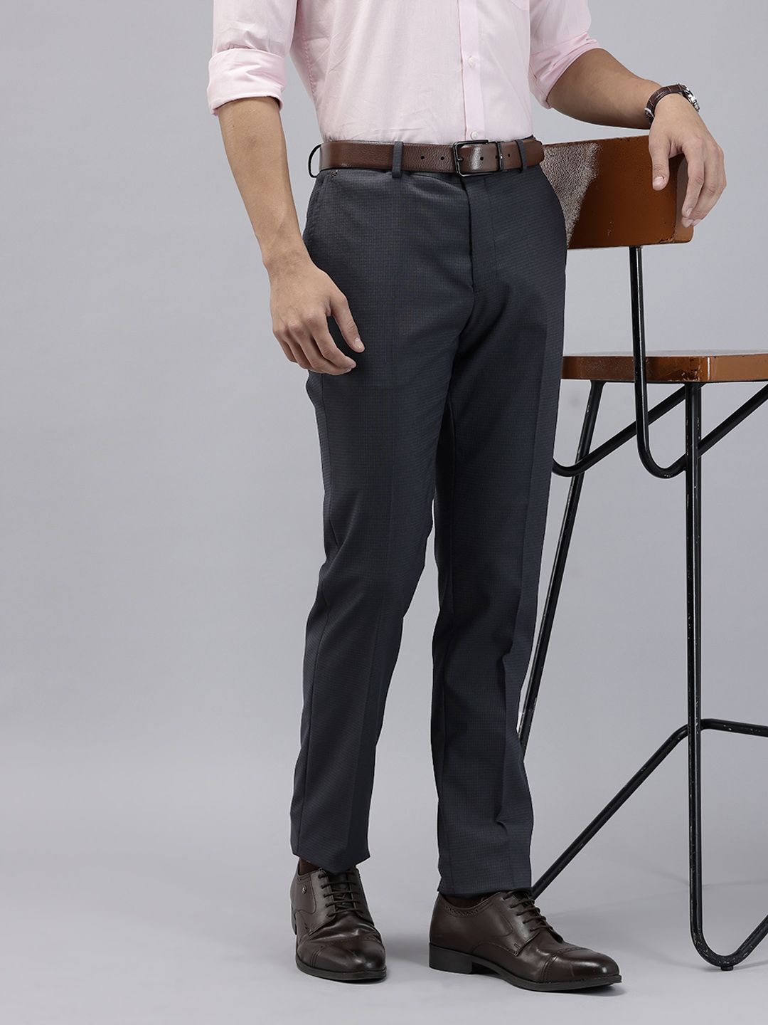 Blackberrys Men Checked Slim Fit Formal Trouser-image-37