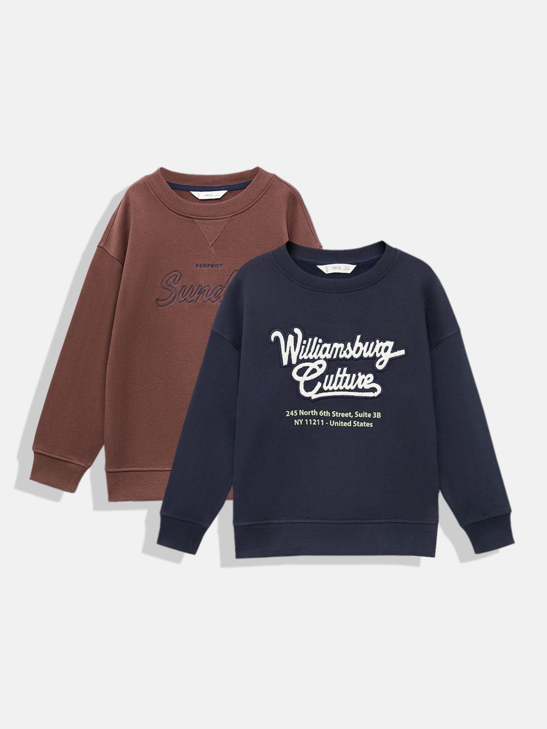 Mango Kids Boys Pack Of 2 Pure Cotton Typography Embroidered Sweatshirt-picture-25