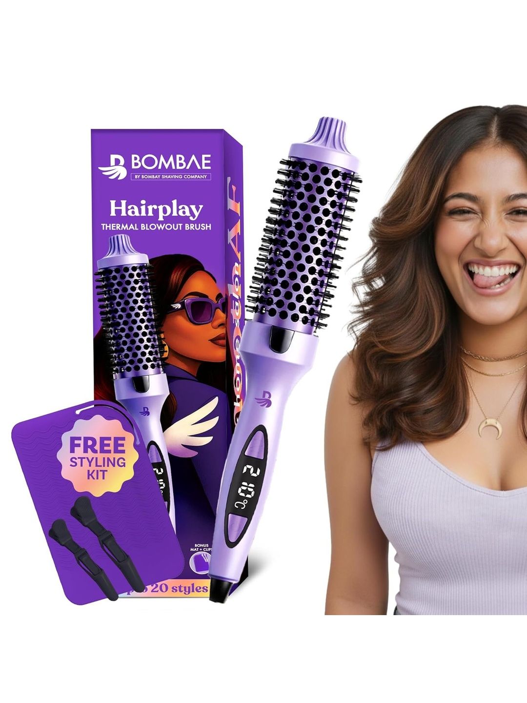 BOMBAE Thermal Blowout Round Brush-Pro styler With Kit-image-22