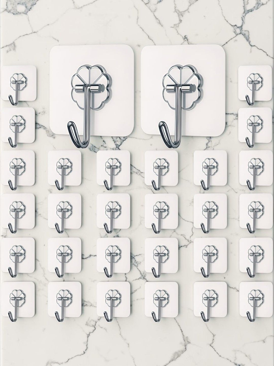Klivon 30-Pieces Transparent Stainless Steel Hooks and Holders