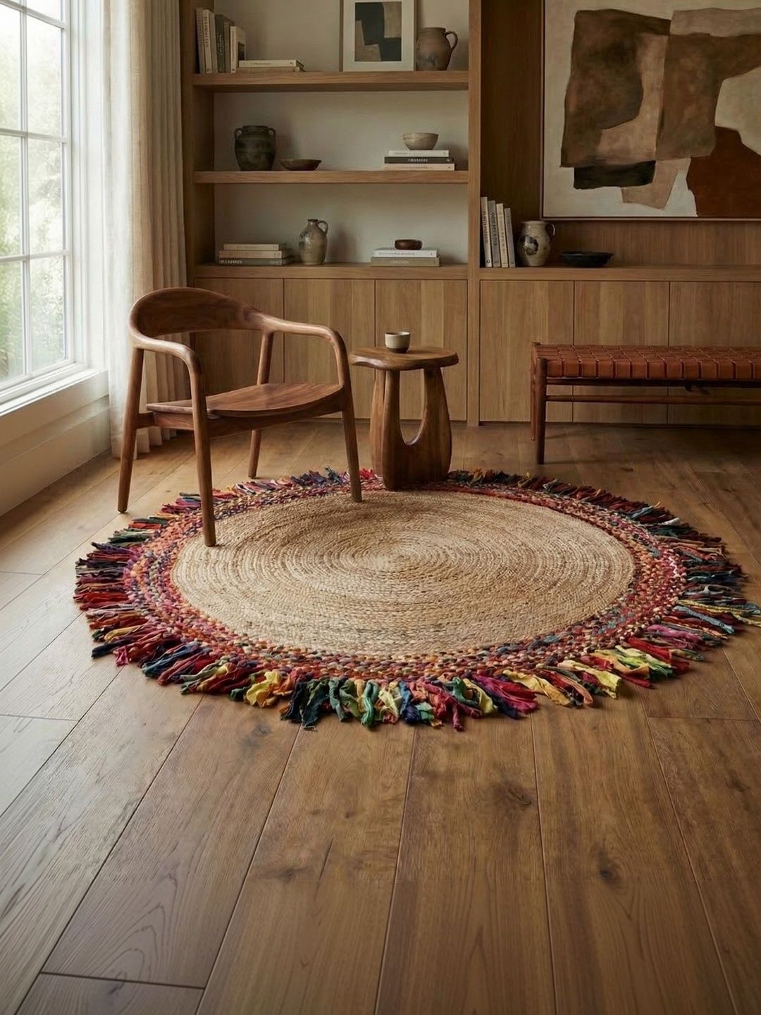 ASTERLANE Brown Abstract Handmade Cotton Carpet-picture-15