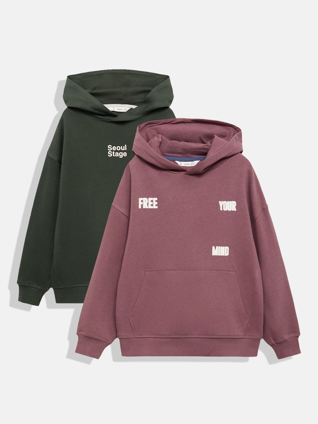 Mango Kids Boys Pack Of 2 Pure Cotton Typography Printed Hooded Sweatshirt-picture-20