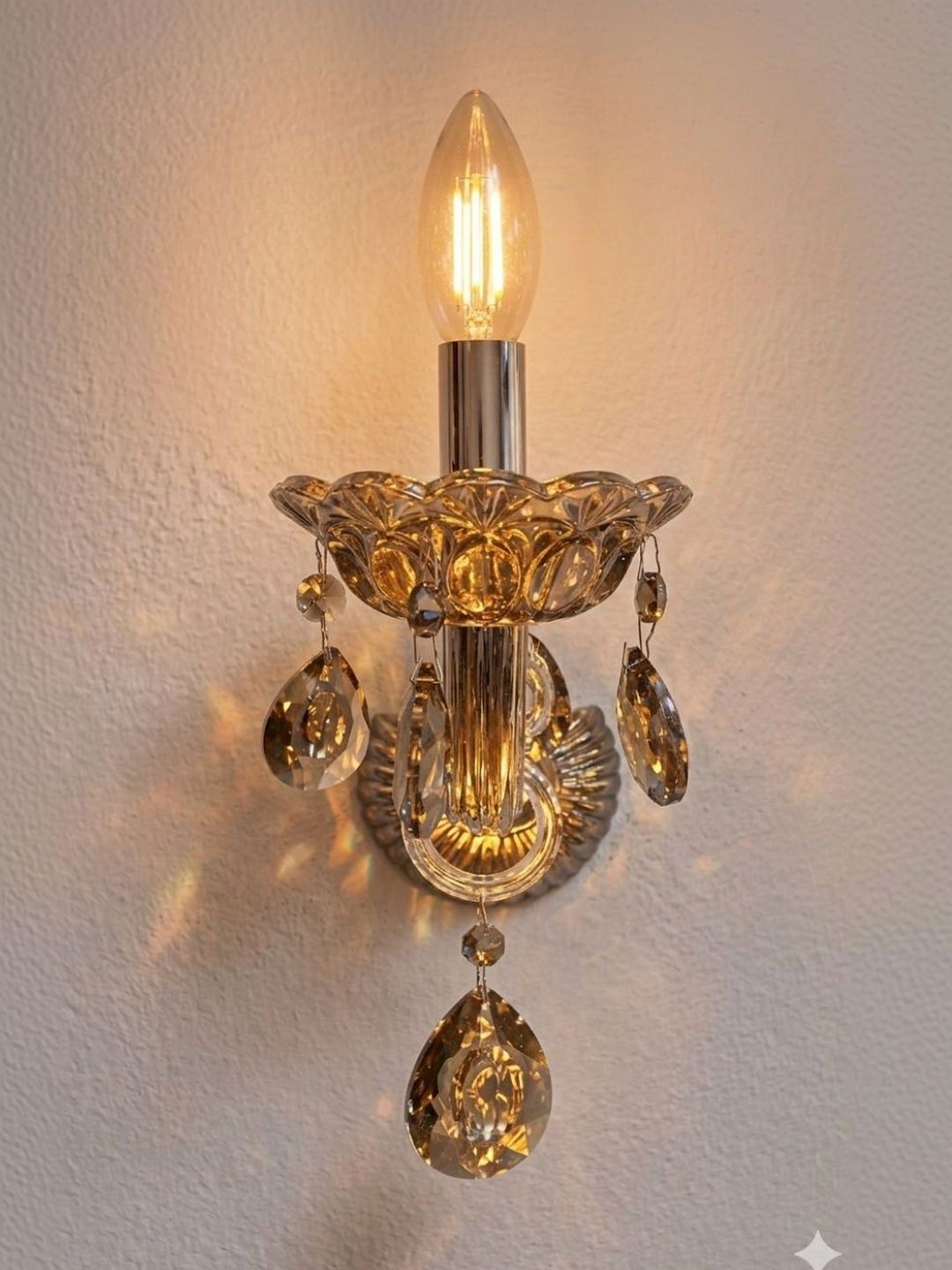 Stello Silver-Toned Metal Wall Lamp-image-1