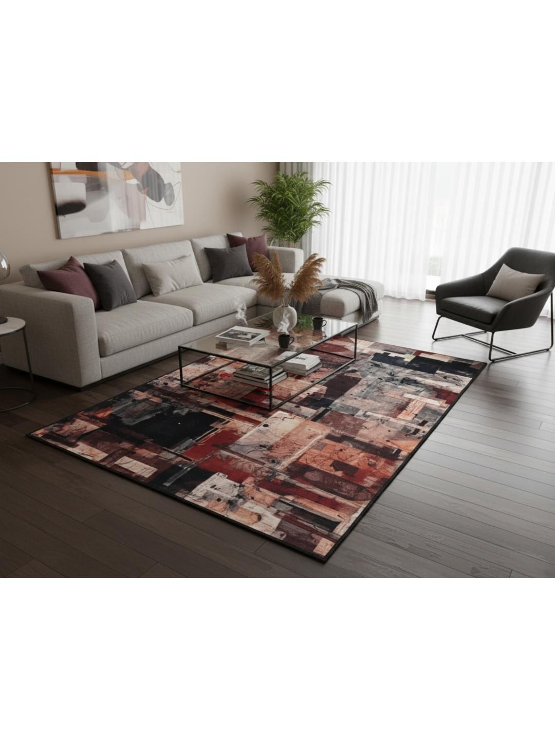 MODEFE Multicoloured Abstract Anti-Skid Nylon Carpet-picture-11
