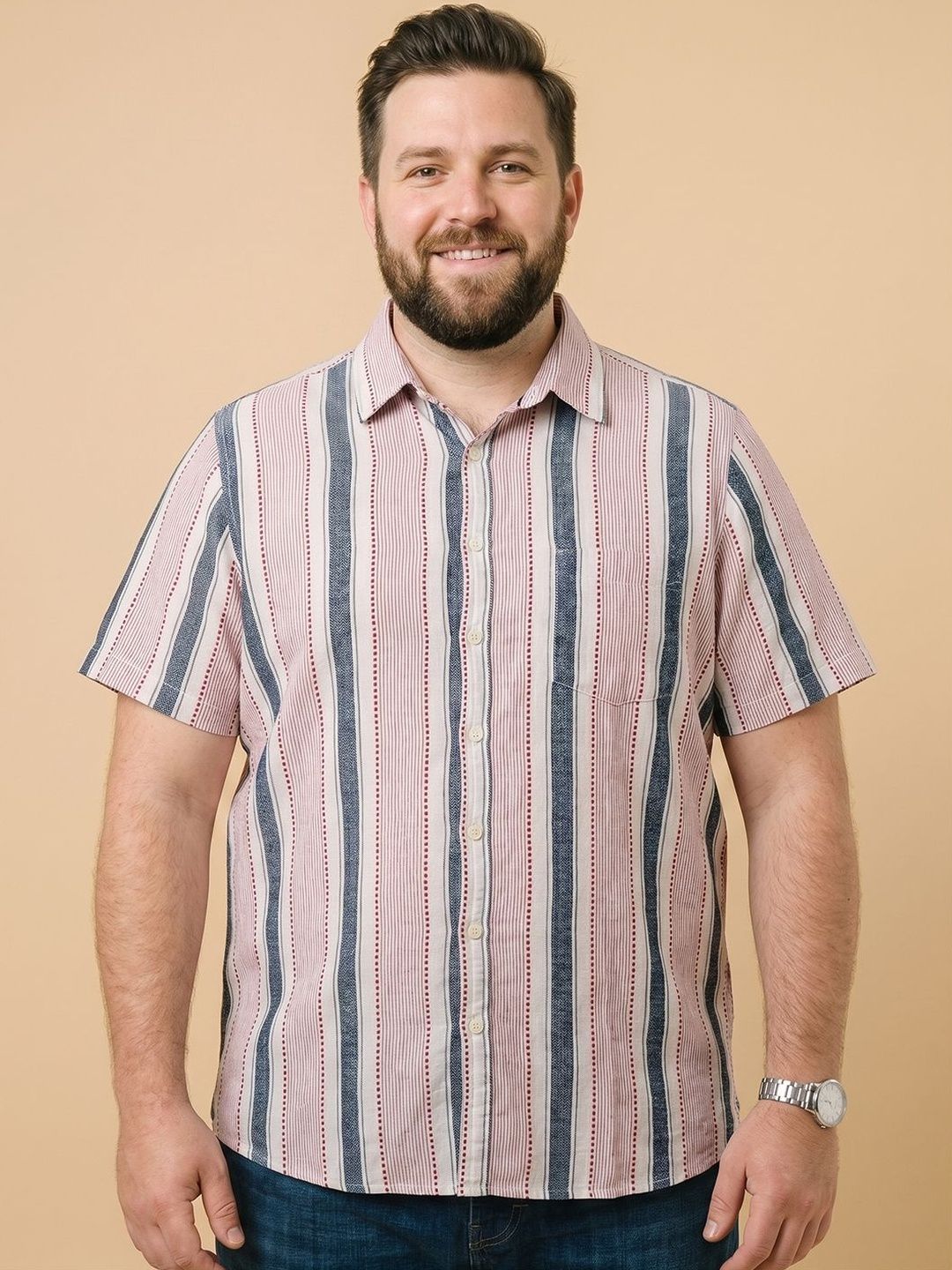 bigbanana Men Plus Size Classic Striped Casual Shirt-picture-32