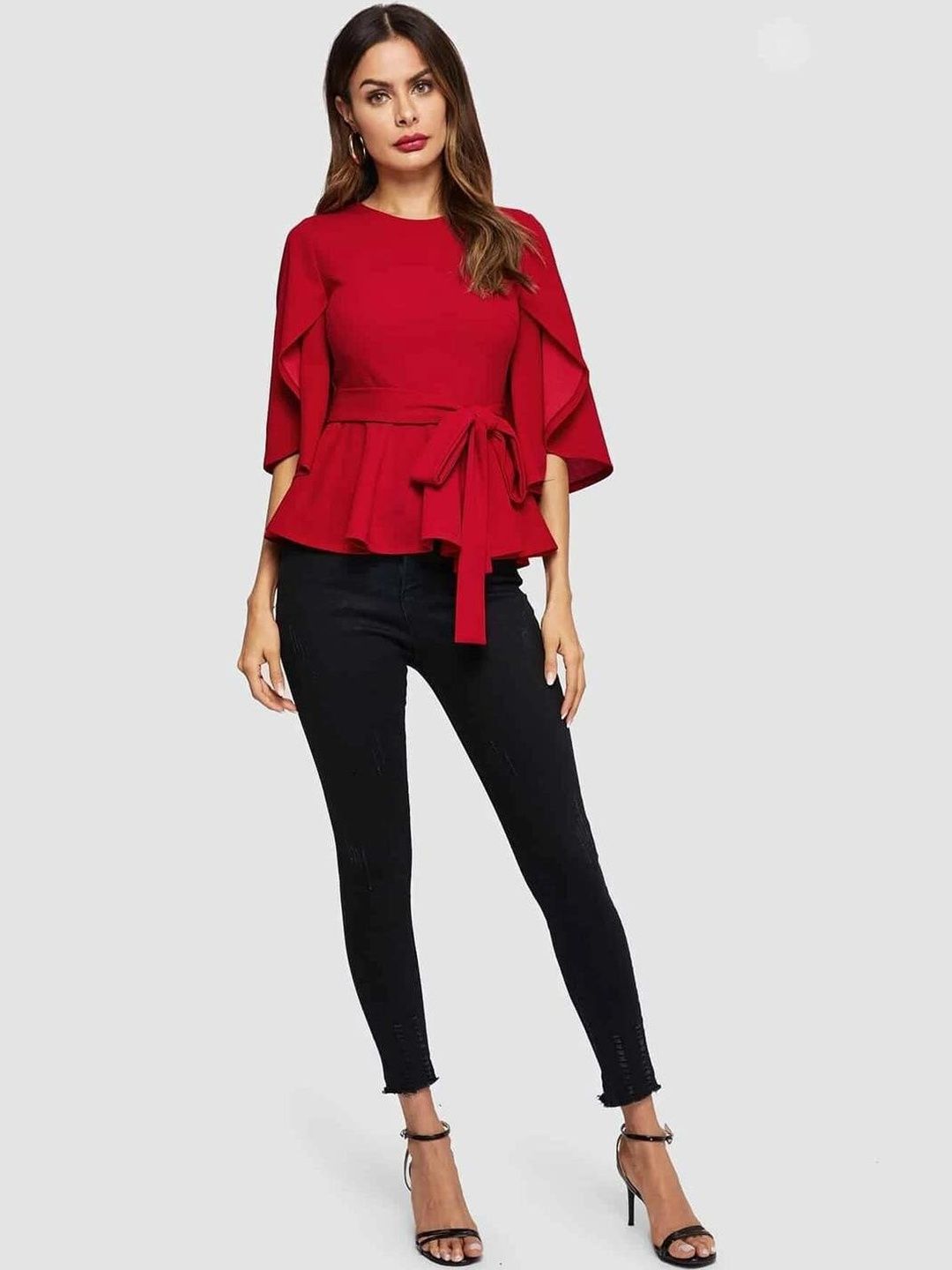 Stylecast X Kotty Bell Sleeve Cotton Peplum Top-picture-32