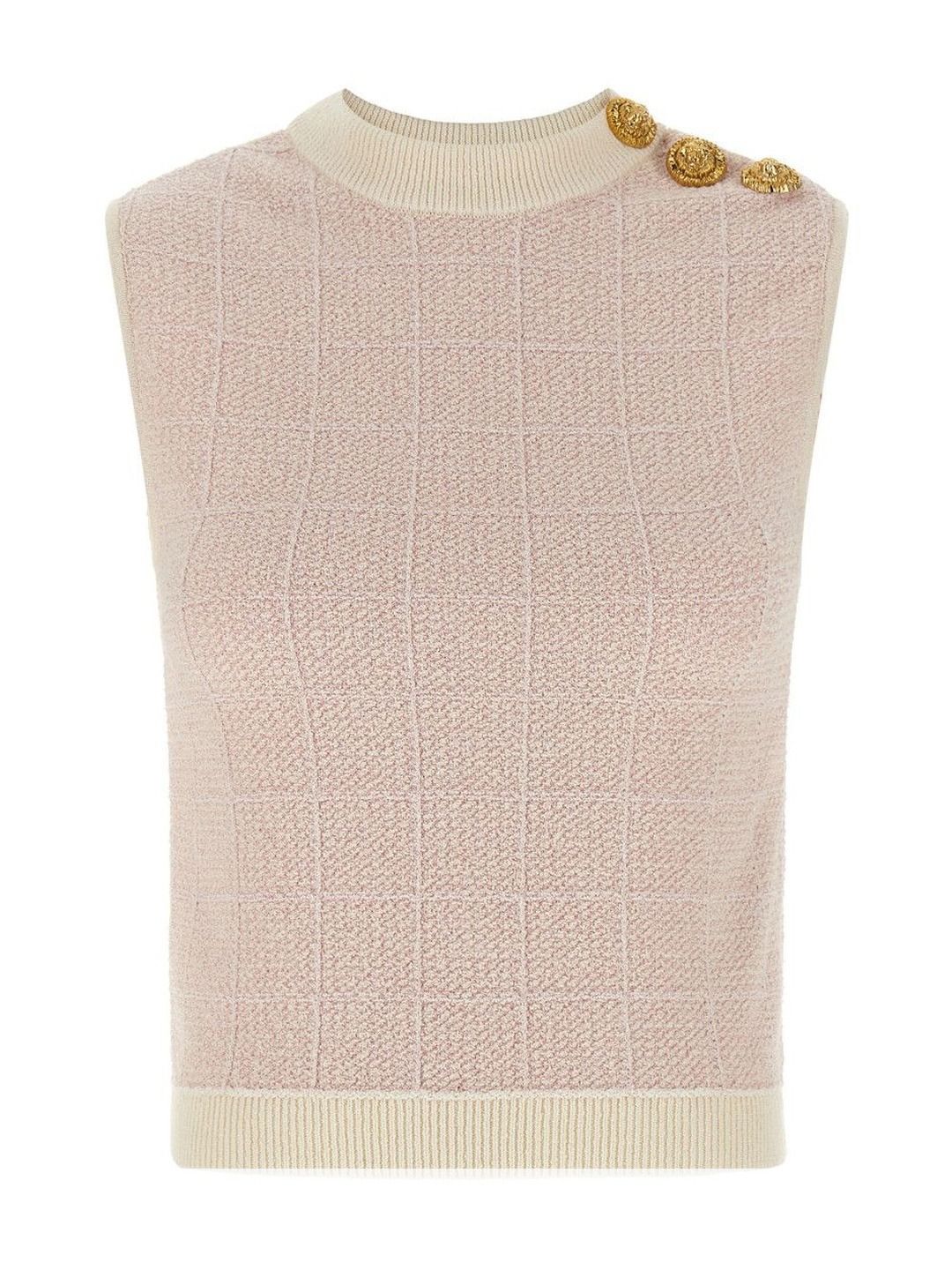 Balmain Pink Testa Di Leone Tweed Cotton Sweater-picture-39