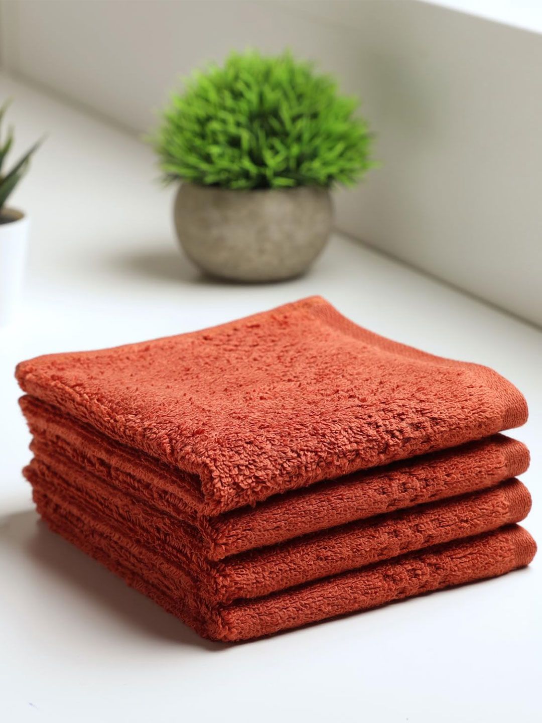 SPACES Red 4 Pieces 450 GSM Regular Face Towels-image-33