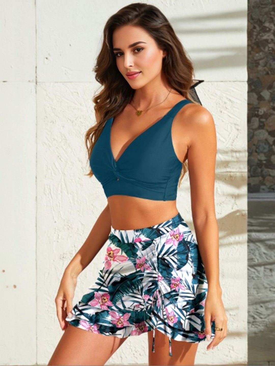 DressBerry Printed V-Neck Swim Set-picture-41
