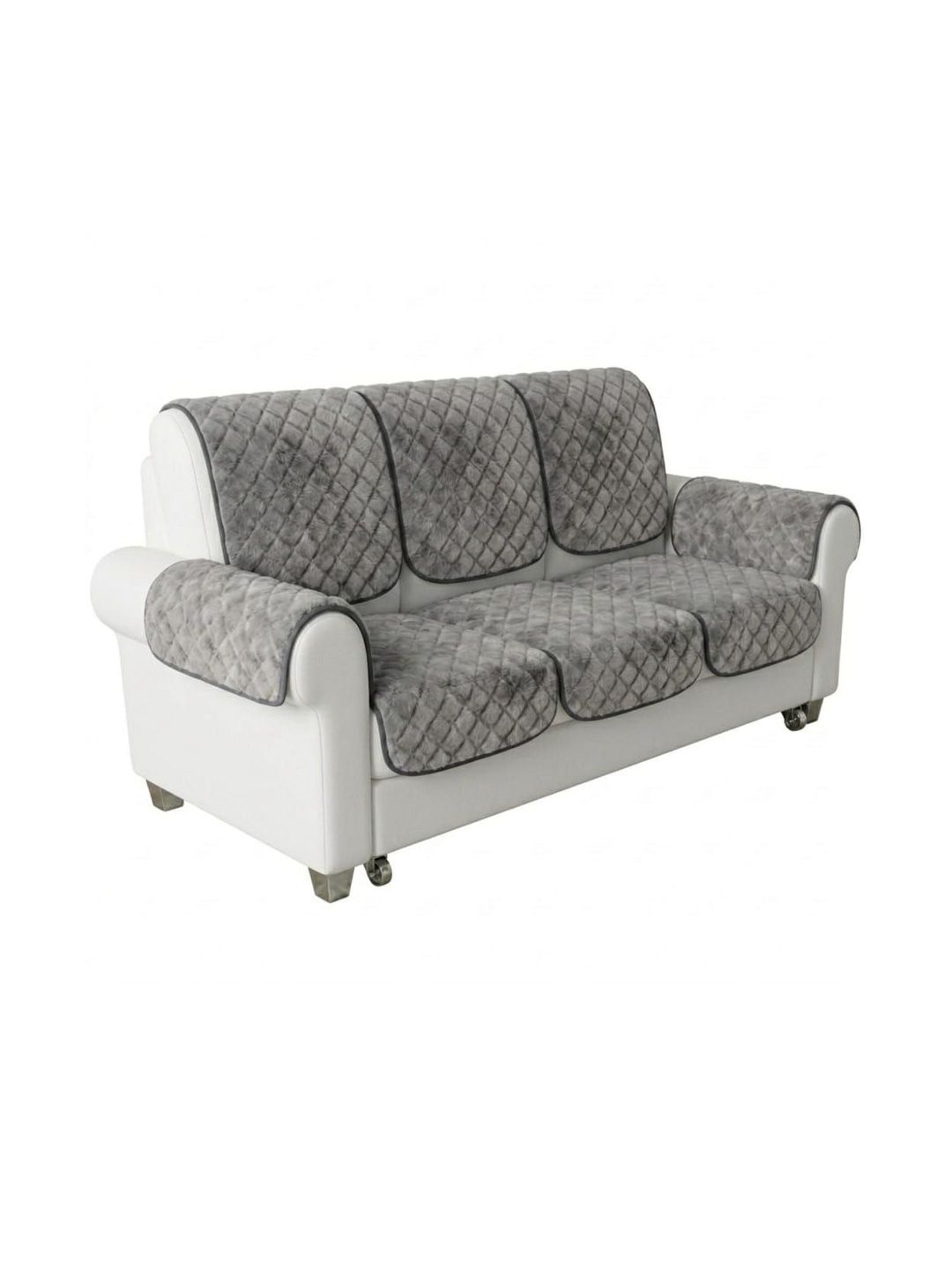 RAINBOW FURNISHINGS Grey & Grey Viscose Rayon Blend Sofa Cover With Arms-picture-36