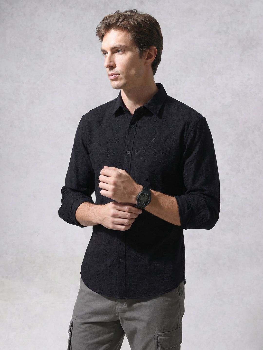 WROGN Comfort Fit Self-Design Textured Casual Shirt-picture-15