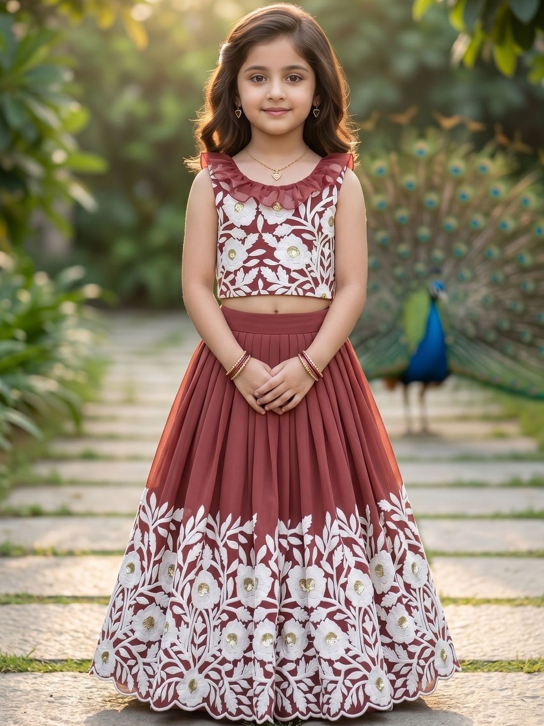 KALINI Girls Embroidered Sequinned Ready to Wear Lehenga &-picture-34