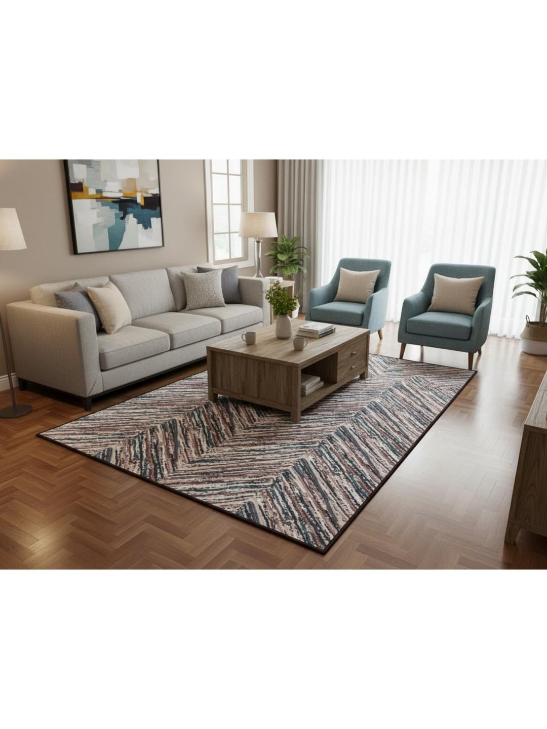MODEFE Multicoloured Abstract Anti-Skid Nylon Carpet-picture-36