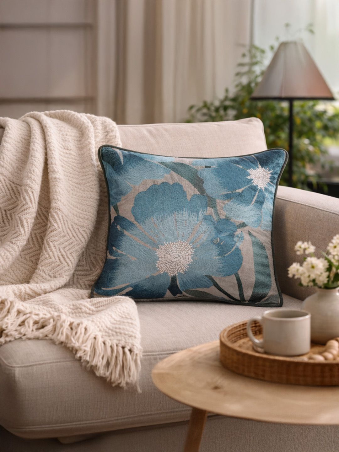 BELIHODE Blue Floral Square Cushion Covers-image-25