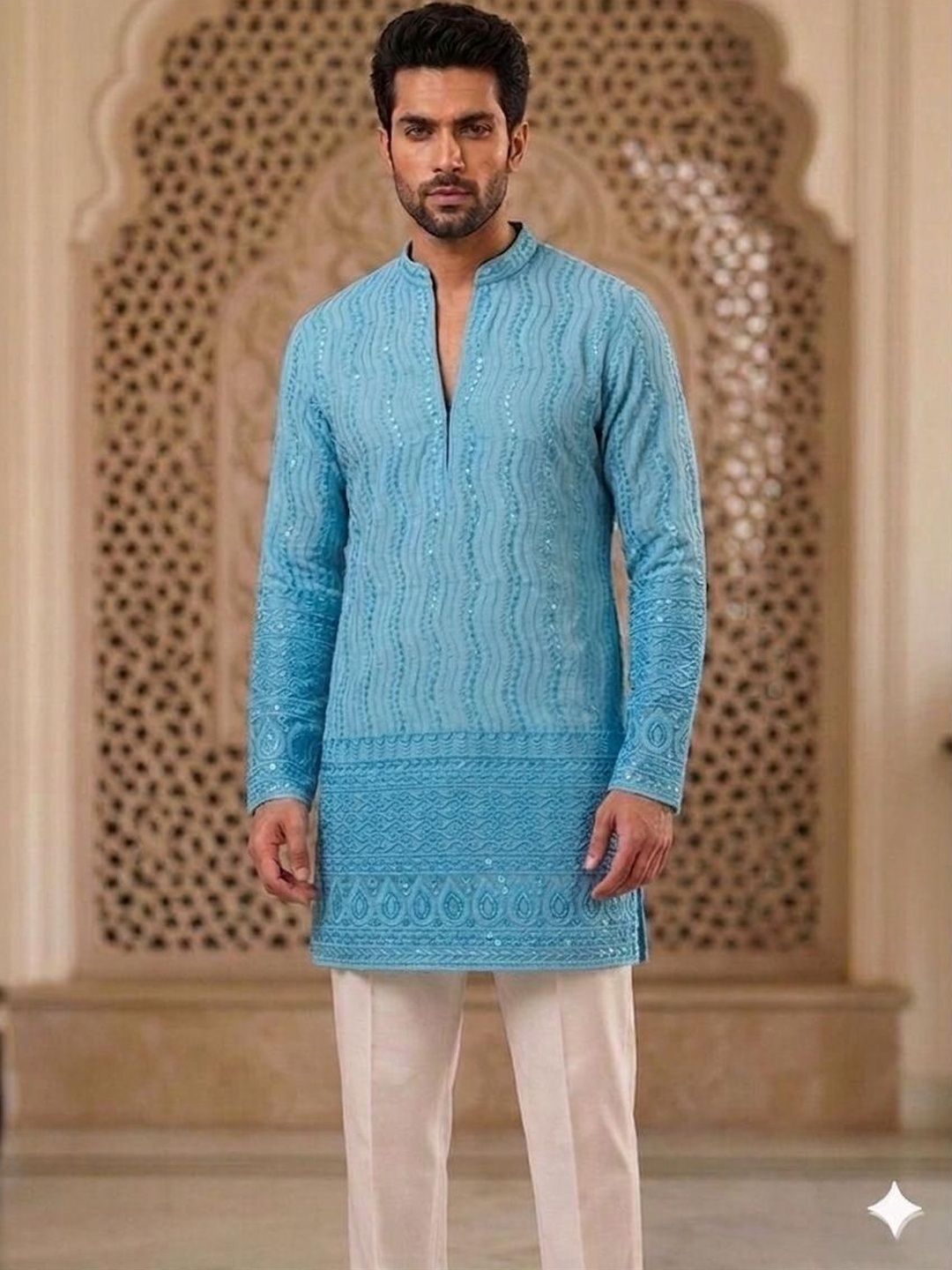 Dincharya Men Embroidered Chikankari Kurta-picture-11