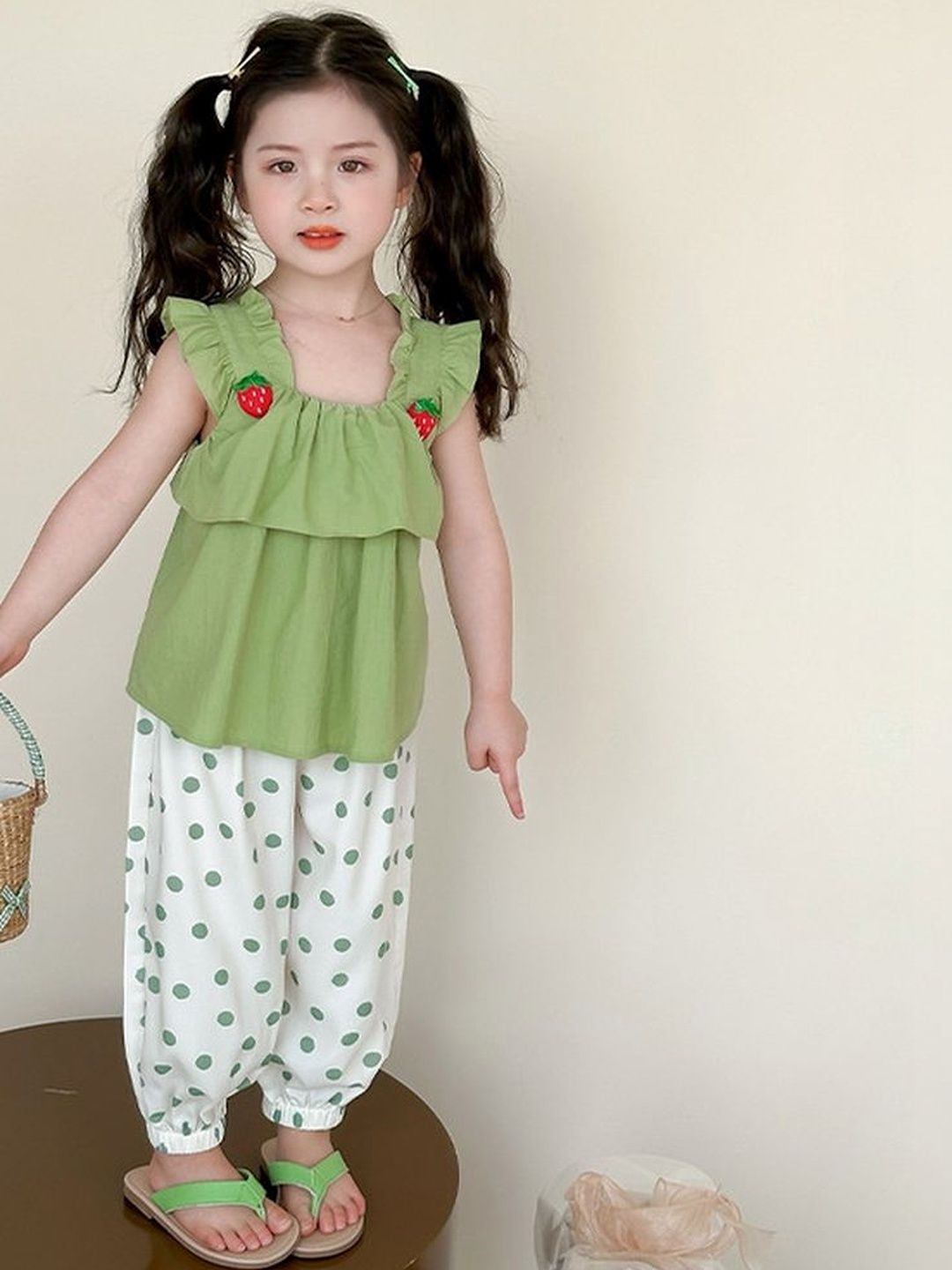 LULU & SKY Girls Strawberry Ruffle Top With Dhoti Pants-picture-19