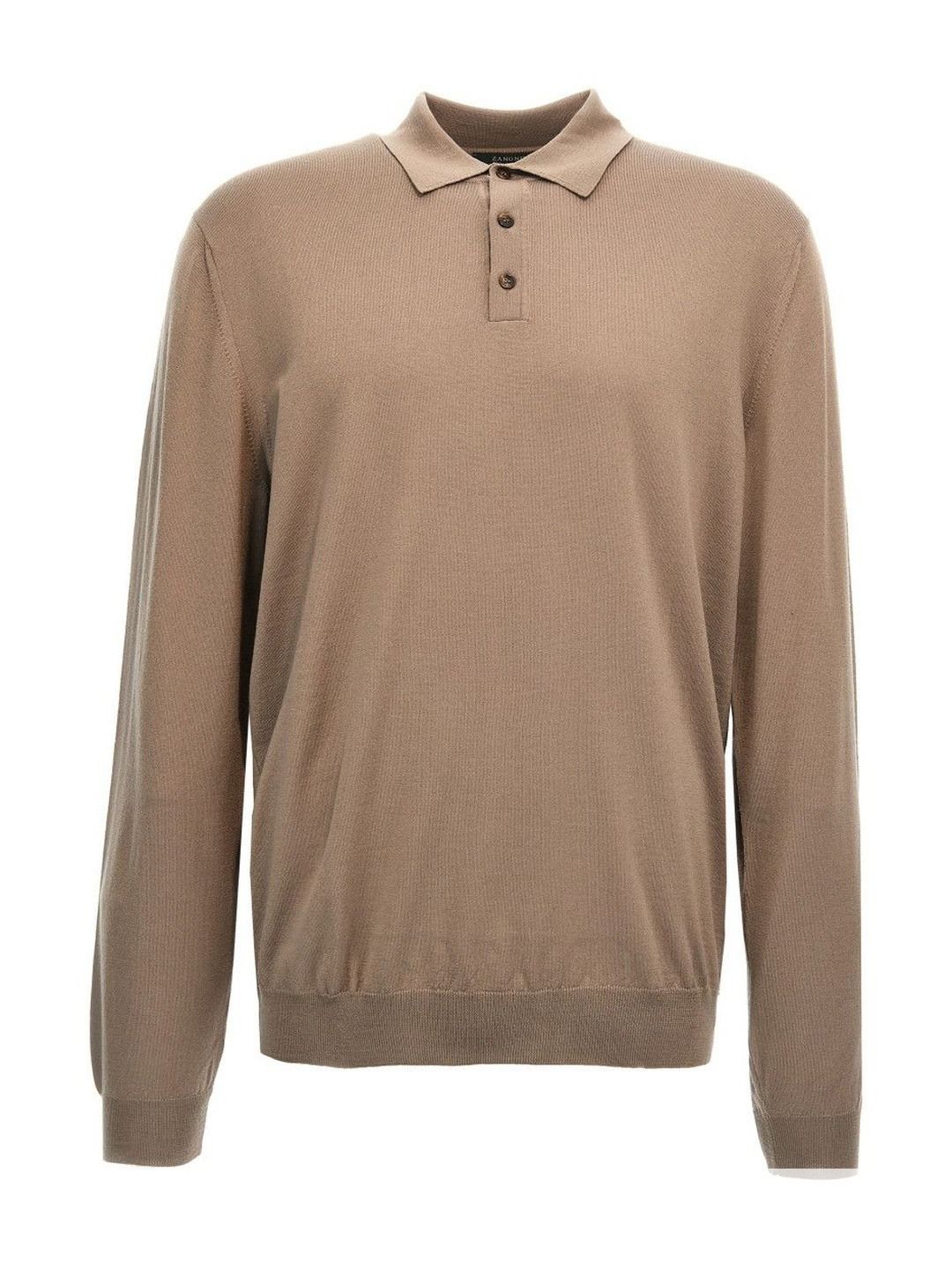 Zanone Beige Solid Wool Polo Shirt-picture-18