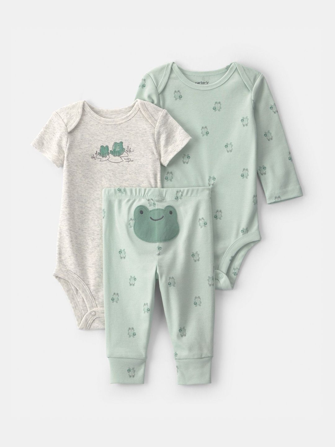 Carter's BOYS 3-Piece Frog Pure Cotton Bodysuit & Pant Set-picture-12