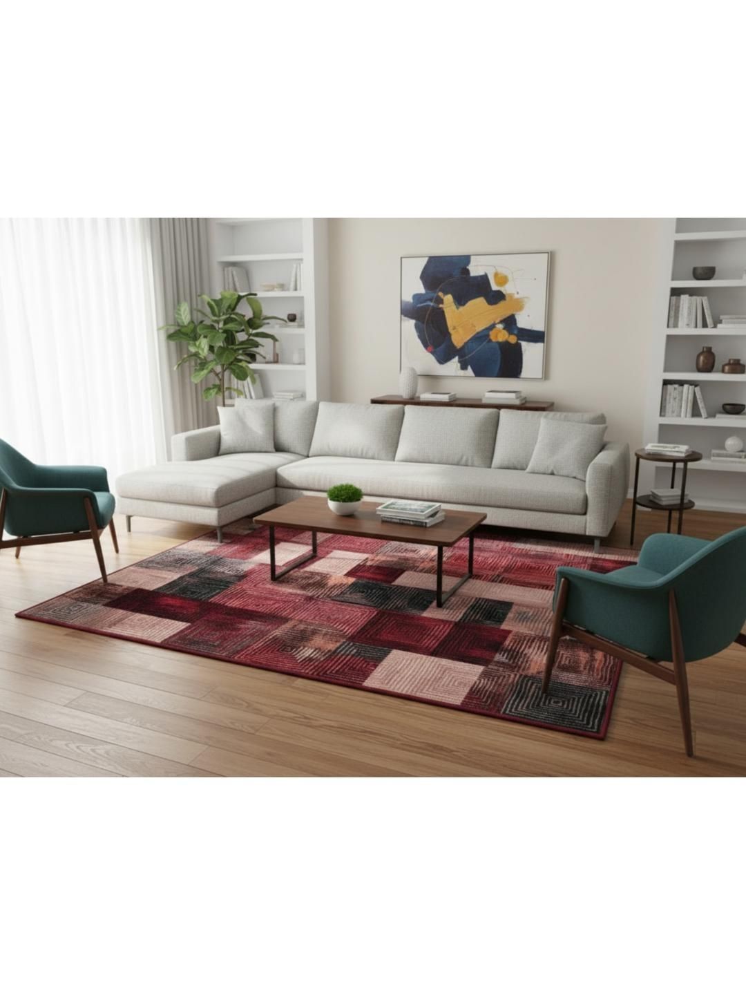MODEFE Multicoloured Geometric Anti-Skid Nylon Carpet-picture-55