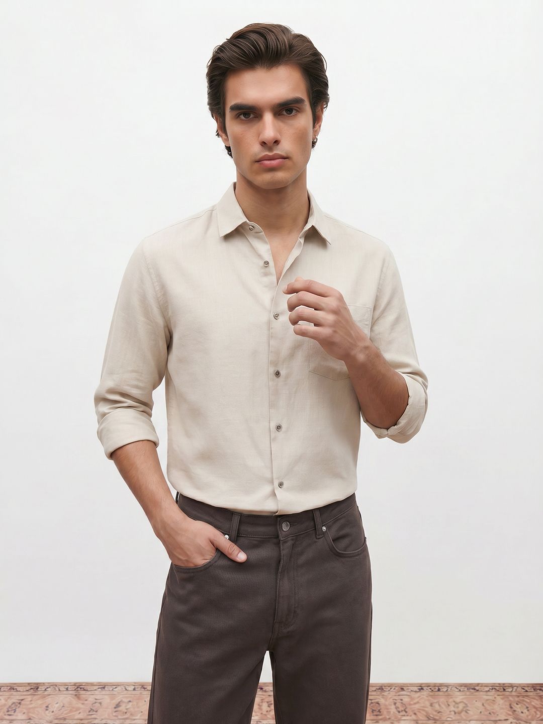 Mr Bowerbird Tailored Fit Spread Collar Casual Shirt-image-48