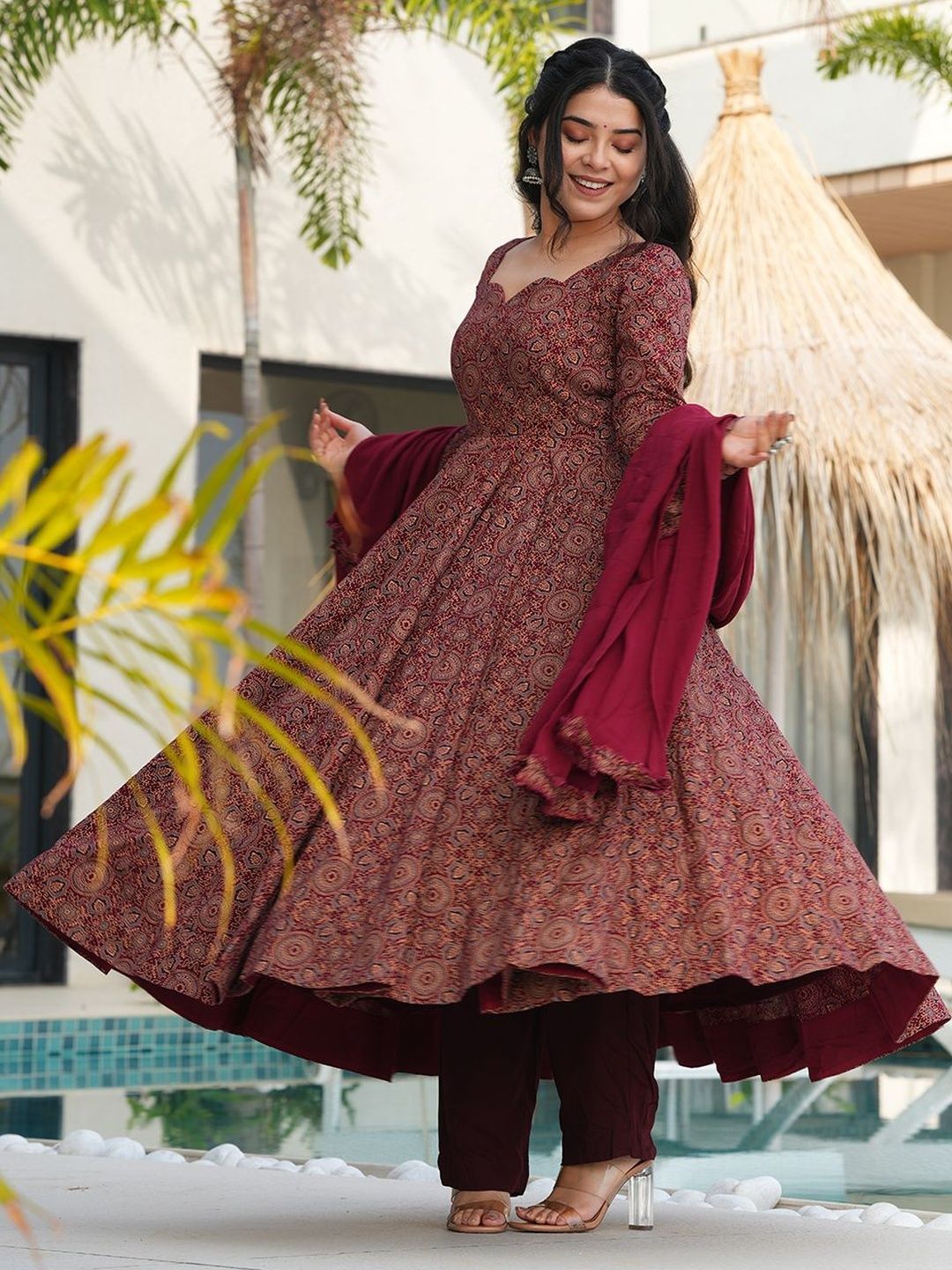 Tanhai Women Ethnic Motifs Printed Panelled Pure Cotton Kurta with Trousers & With Dupatta-image-45