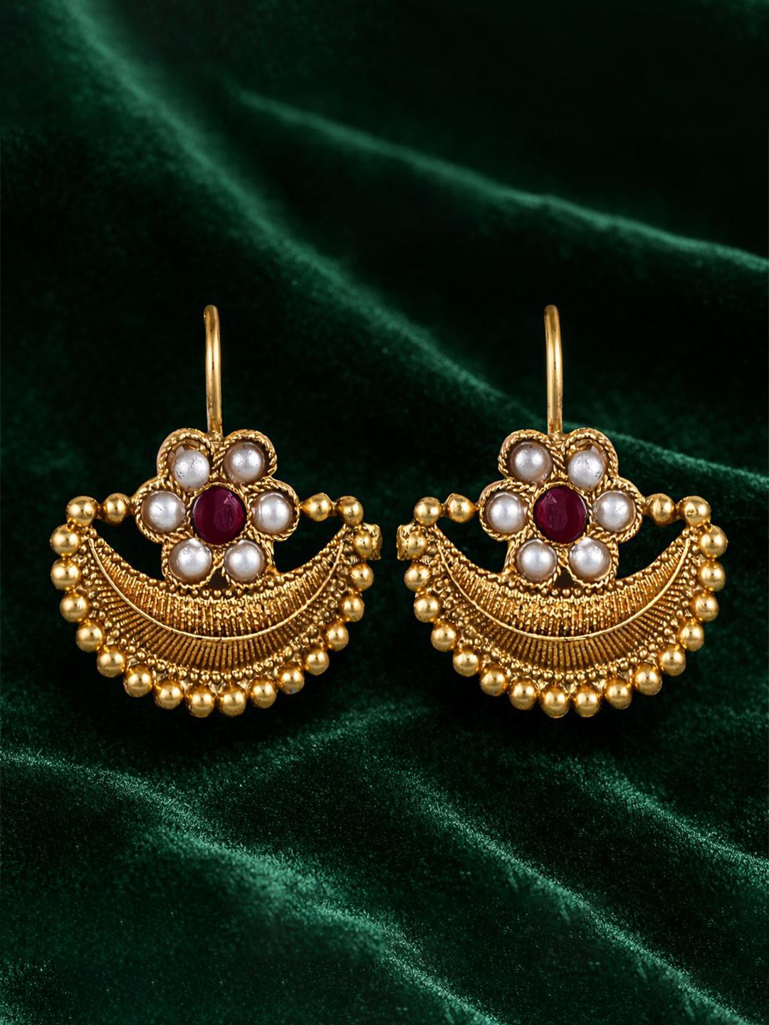 VIVASTRI Gold-Plated Artificial Stones Studded Contemporary Ear Cuff-picture-51