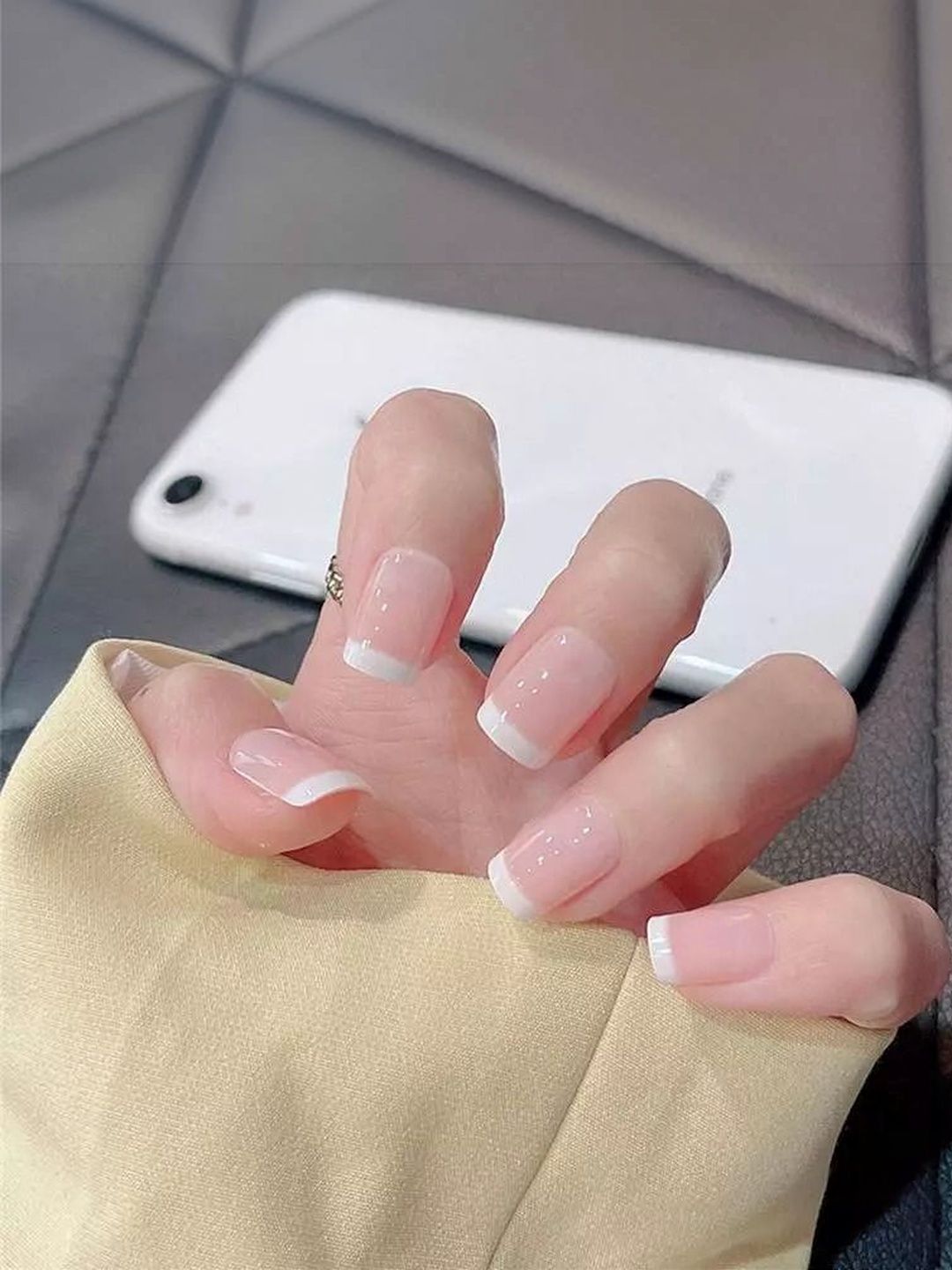 Vembley Set Of 24 Stick On Artificial Nails French Manicure Style - Pink-picture-28