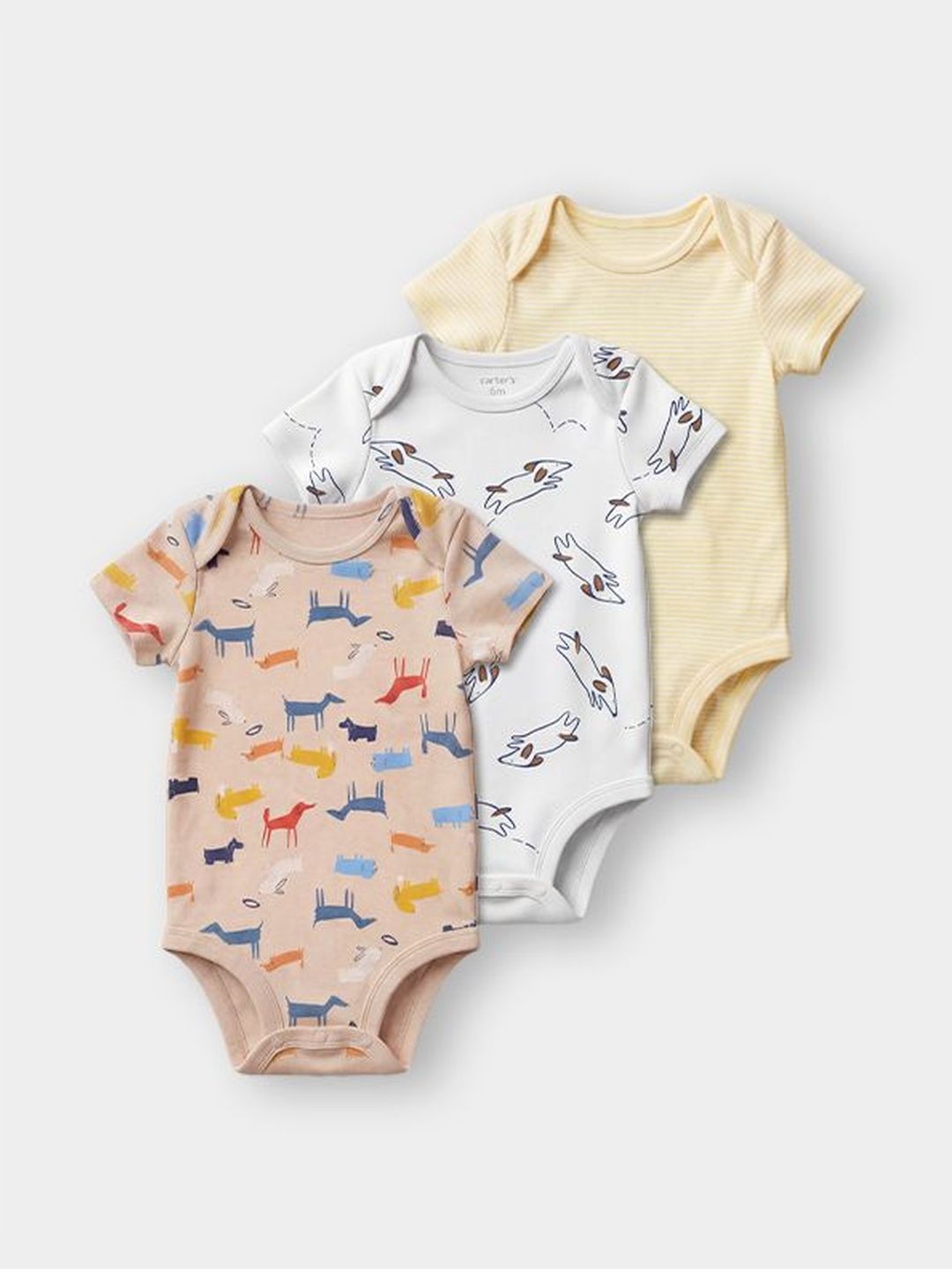 Carter's Pack of 3 Printed Cotton Round Neck Bodysuit-picture-12