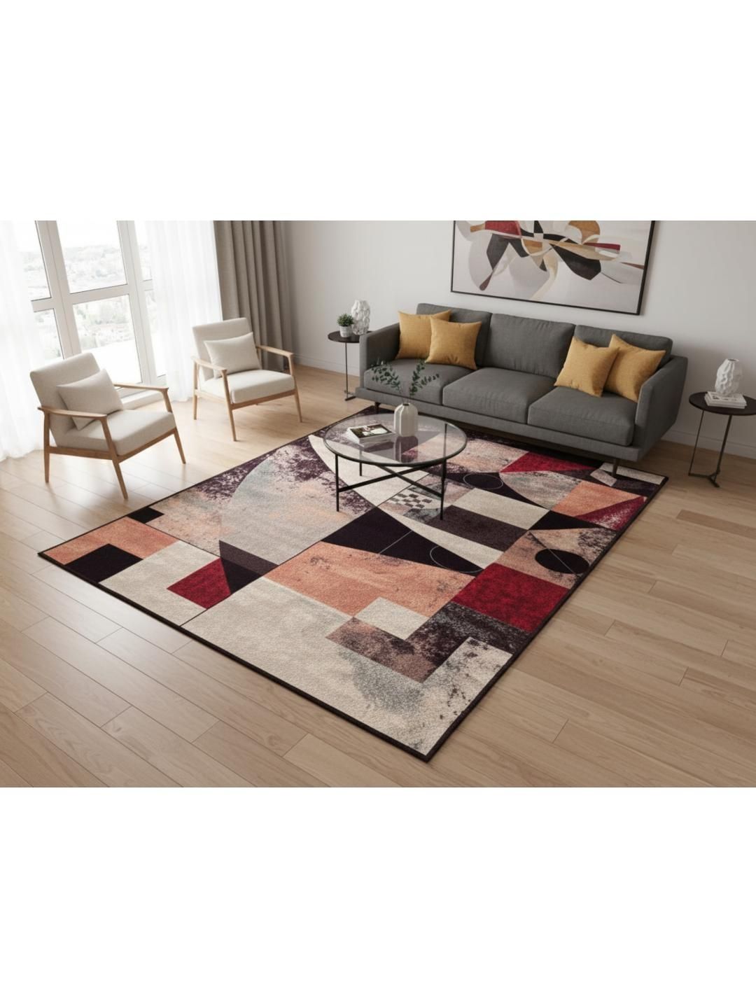 MODEFE Multicoloured Abstract Anti-Skid Nylon Carpet-picture-48