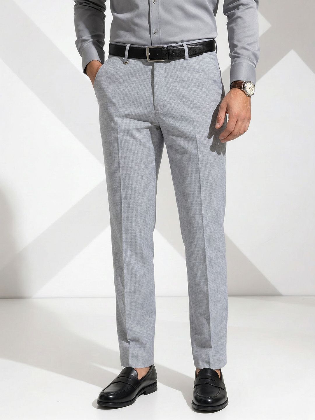 INVICTUS Men Checked Formal Trousers-picture-33