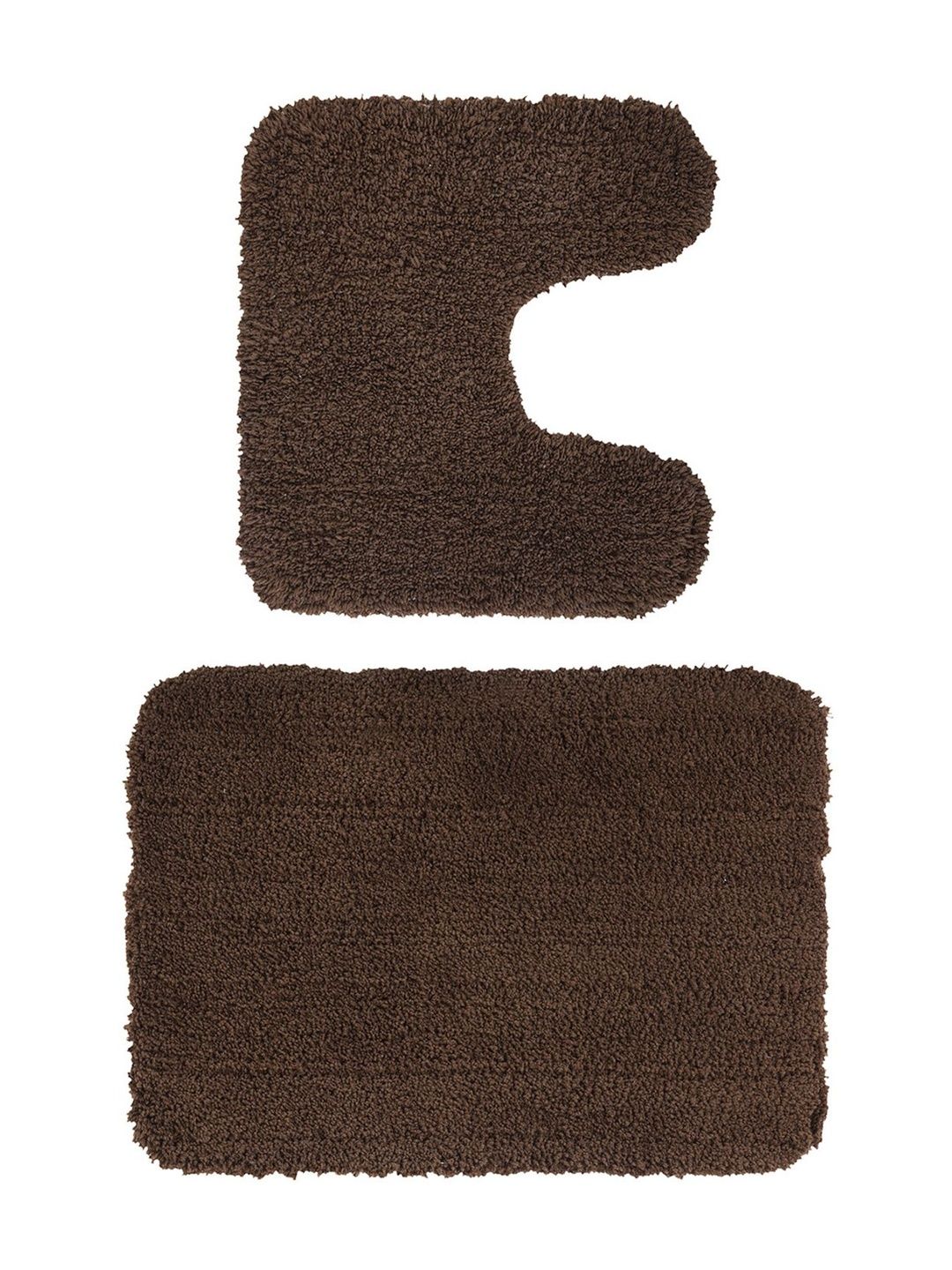 OBSESSIONS 2-Pcs Coffee Brown Textured Anti-Skid Bath Rugs-picture-30