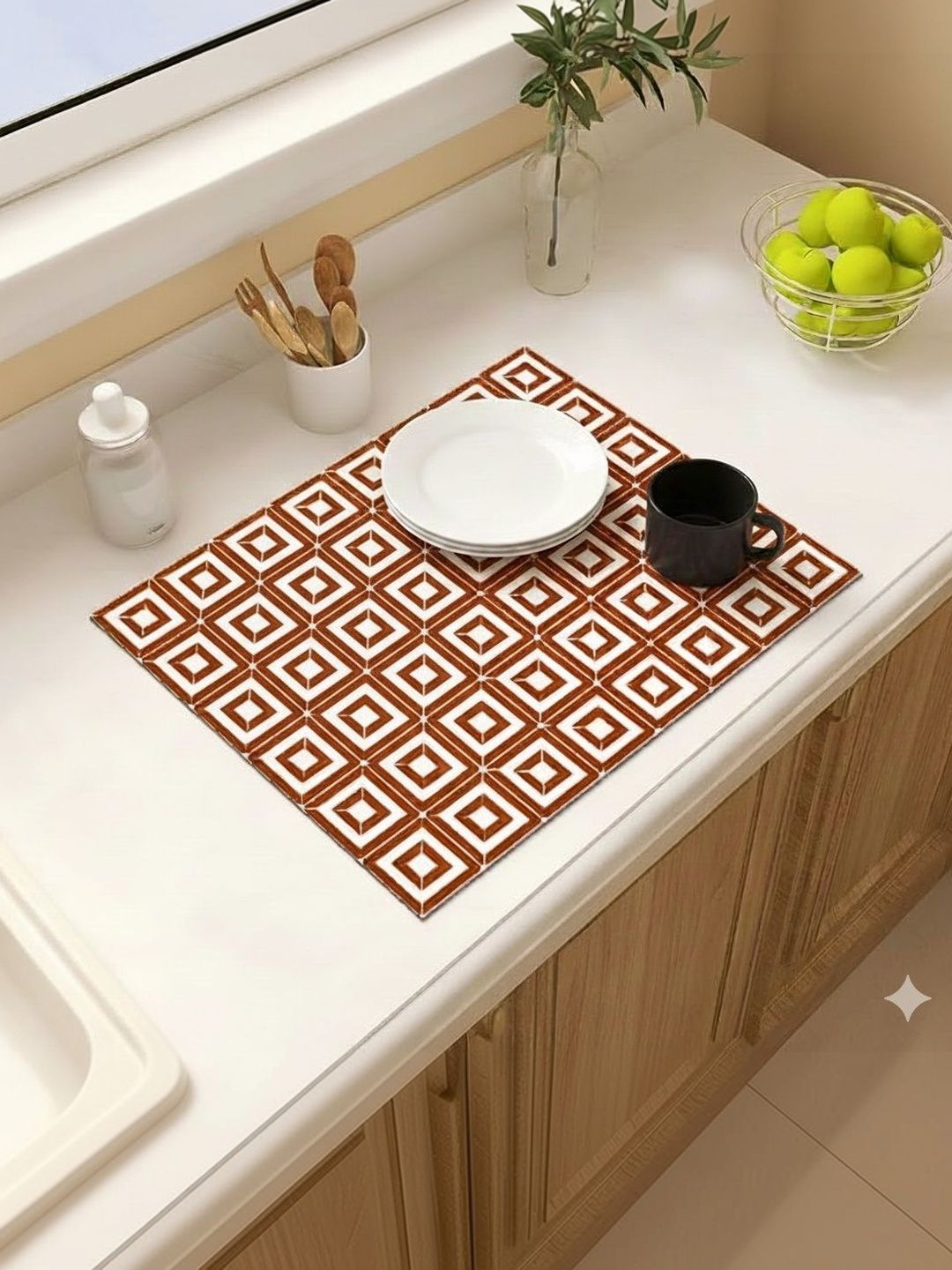FAVRIA Rust & White Water Absorbent Dish Drying Mat-image-9