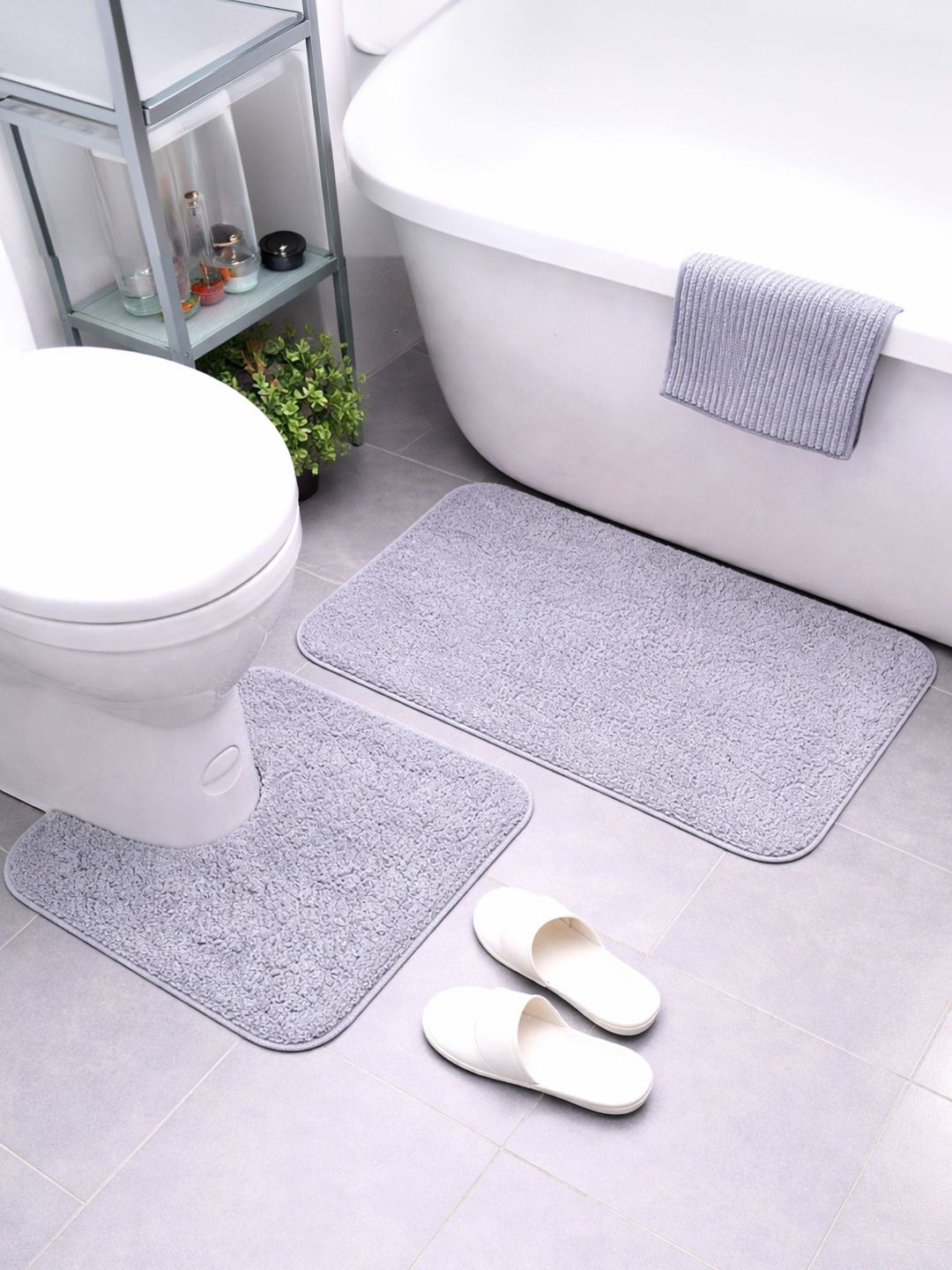 OBSESSIONS 2 Pieces Grey Bath Rugs-image-32