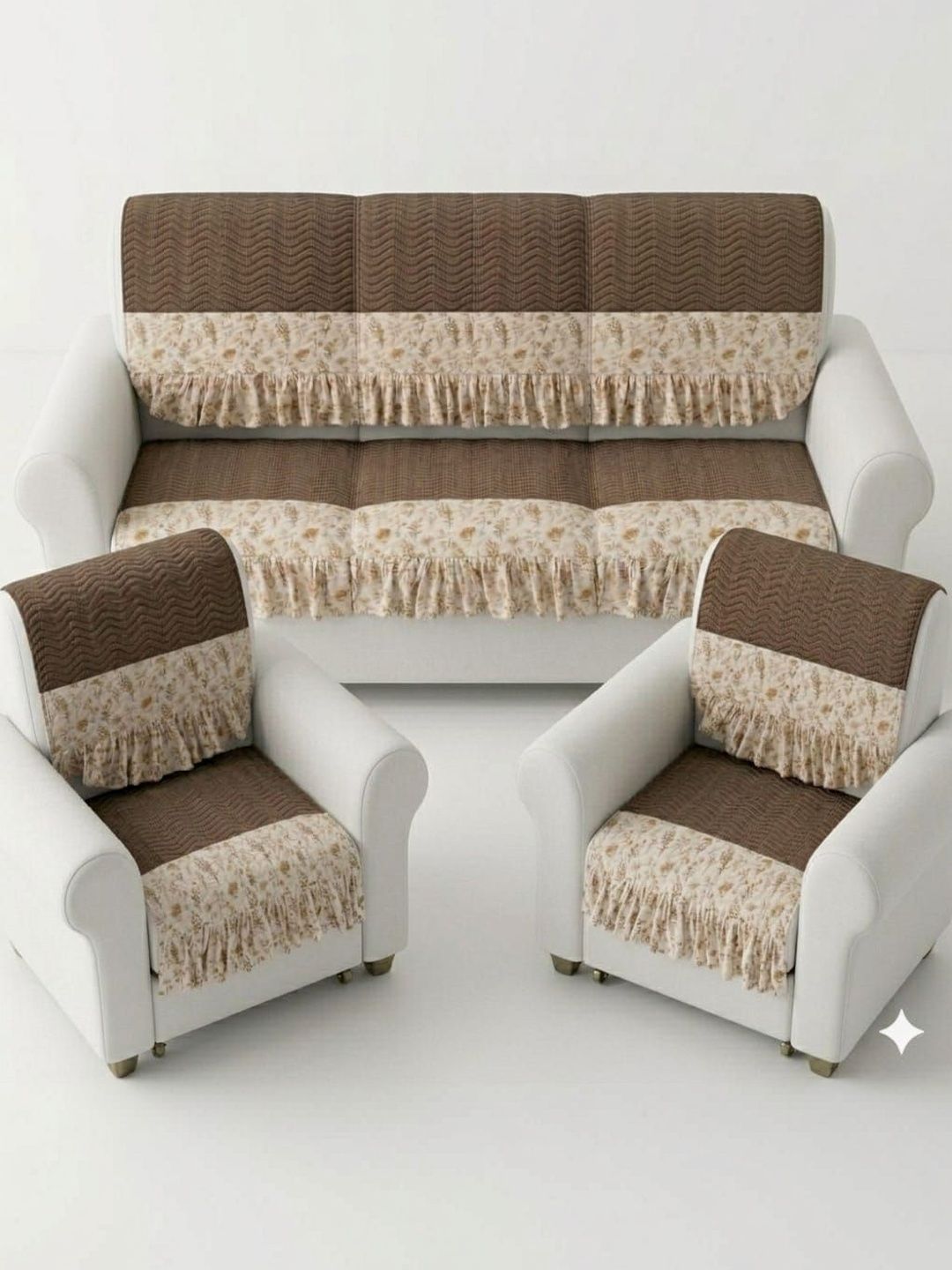 RAINBOW FURNISHINGS Brown & Brown Printed Viscose Rayon Blend Sofa Cover Without Arms-picture-47
