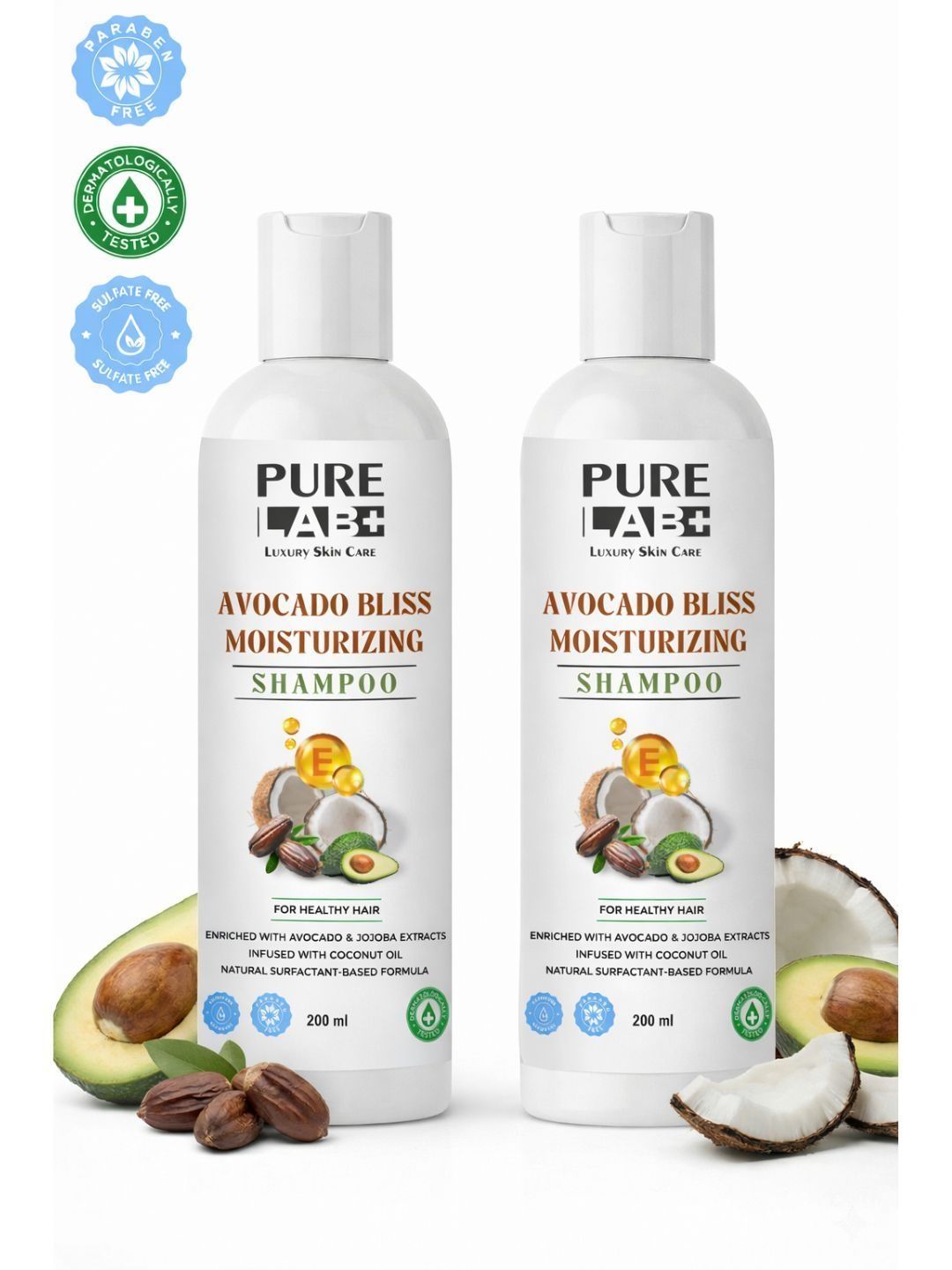 Pure Lab+ Set Of 2 Avocado Bliss Moisturizing Shampoo - 200 ml Each-image-21