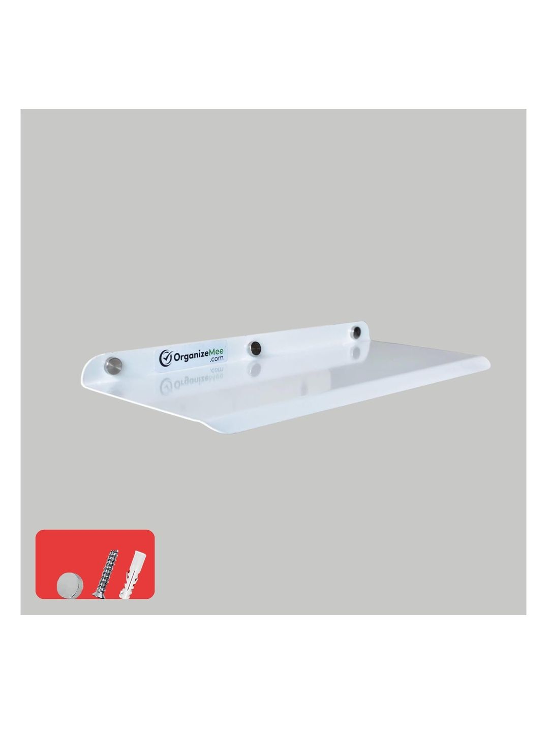 Organizemee White Stainless Steel Wall Shelf with Keyholders-image-2