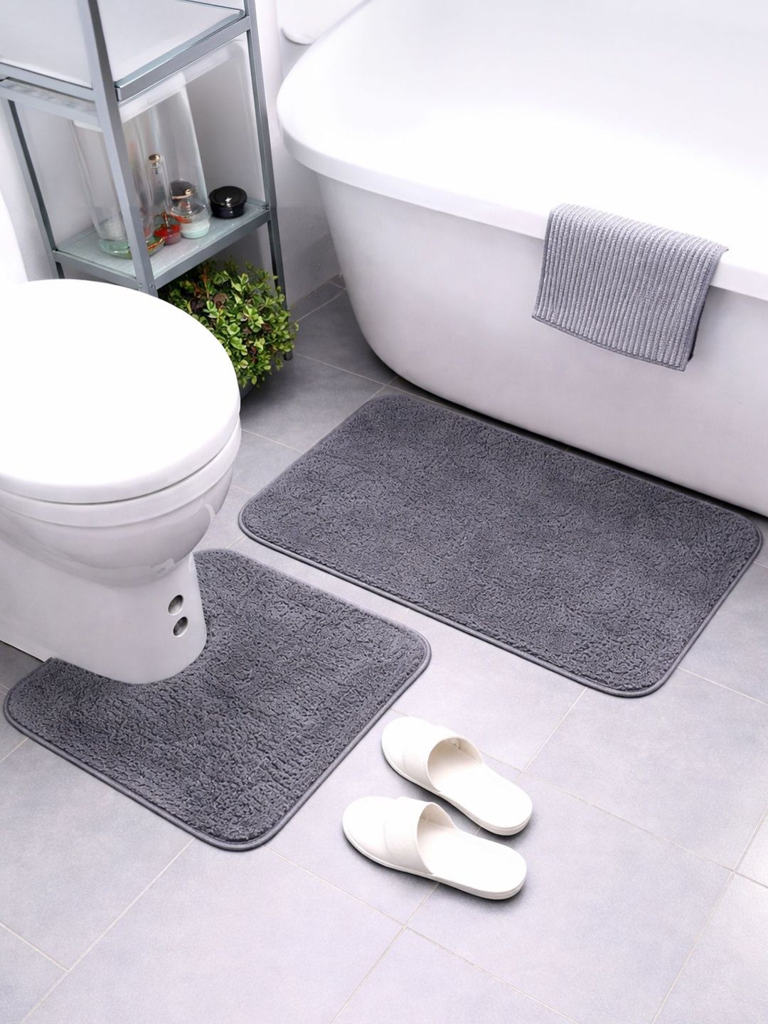 OBSESSIONS Grey 2-Pcs Ultra-Absorbent Bath Rugs-image-21