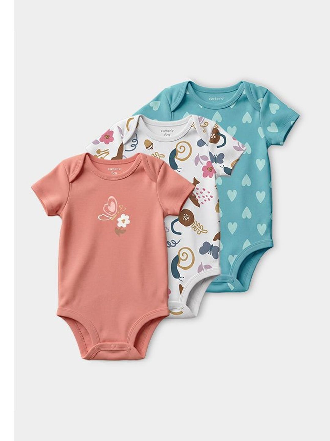 Carter's Pack of 3 Printed Cotton Round Neck Bodysuit-picture-41