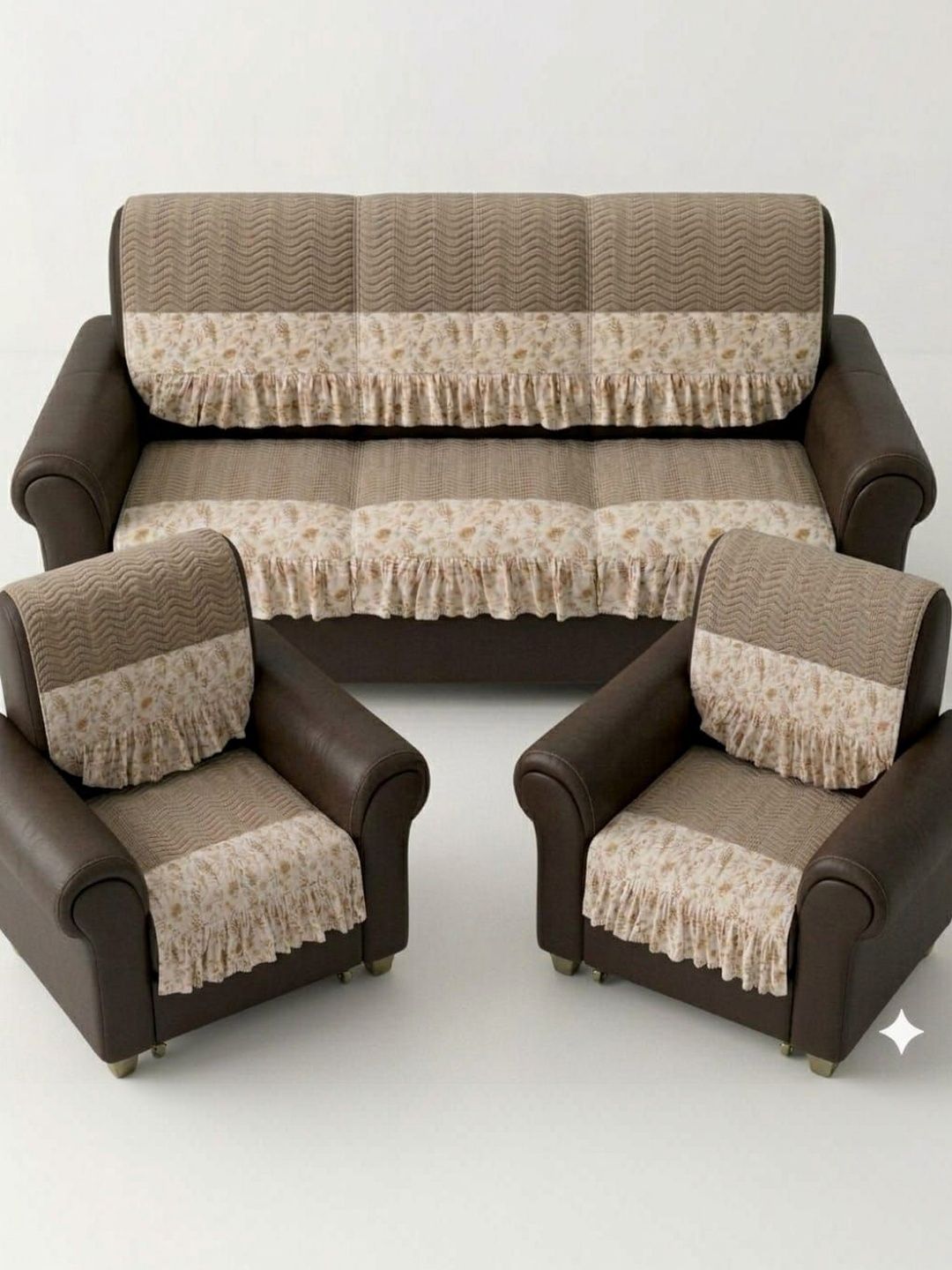 RAINBOW FURNISHINGS Beige & Beige Printed Viscose Rayon Blend Sofa Cover Without Arms-image-42