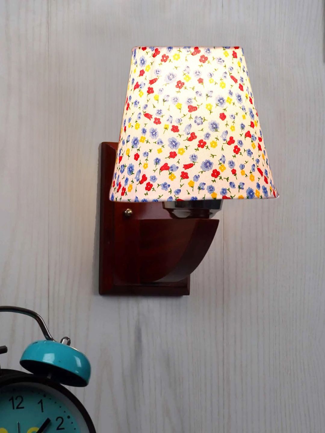 Aura Multicoloured & White Printed Wood Frustum Shaped Wall Lamp-picture-38