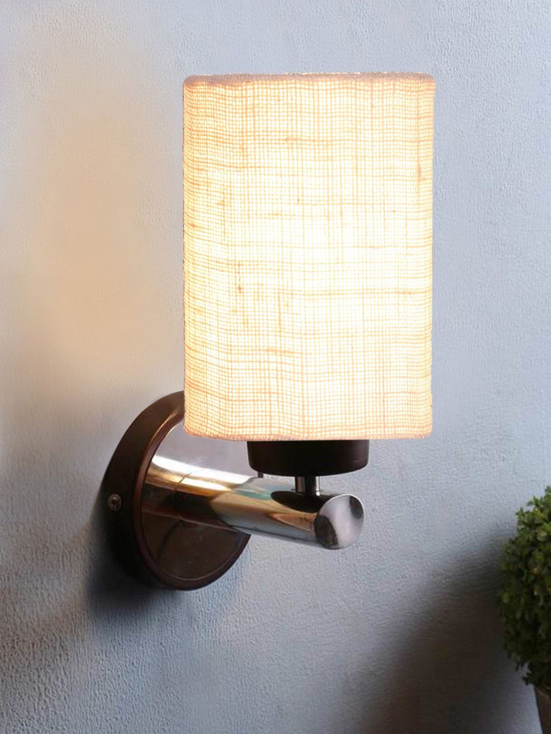 Aura White & Cream-Coloured Textured Metal Contemporary Cylinder Shaped Wall Lamp-image-35