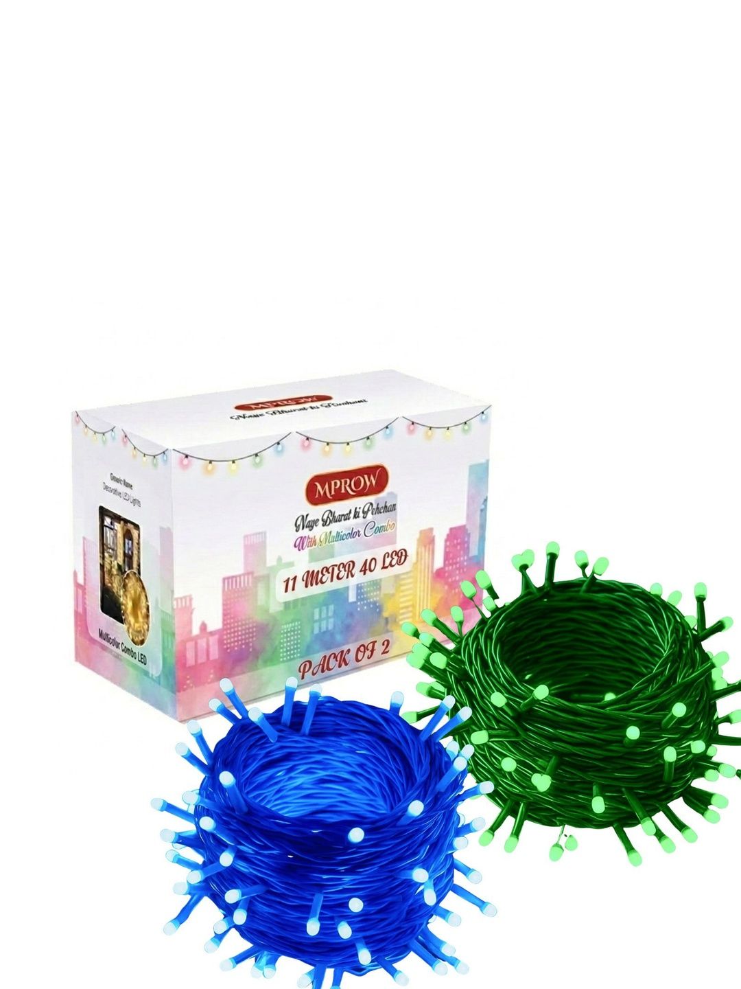 MPROW 11M Green & Blue Waterproof 40 LED Rice Shaped 2-Pcs String Lights-picture-22